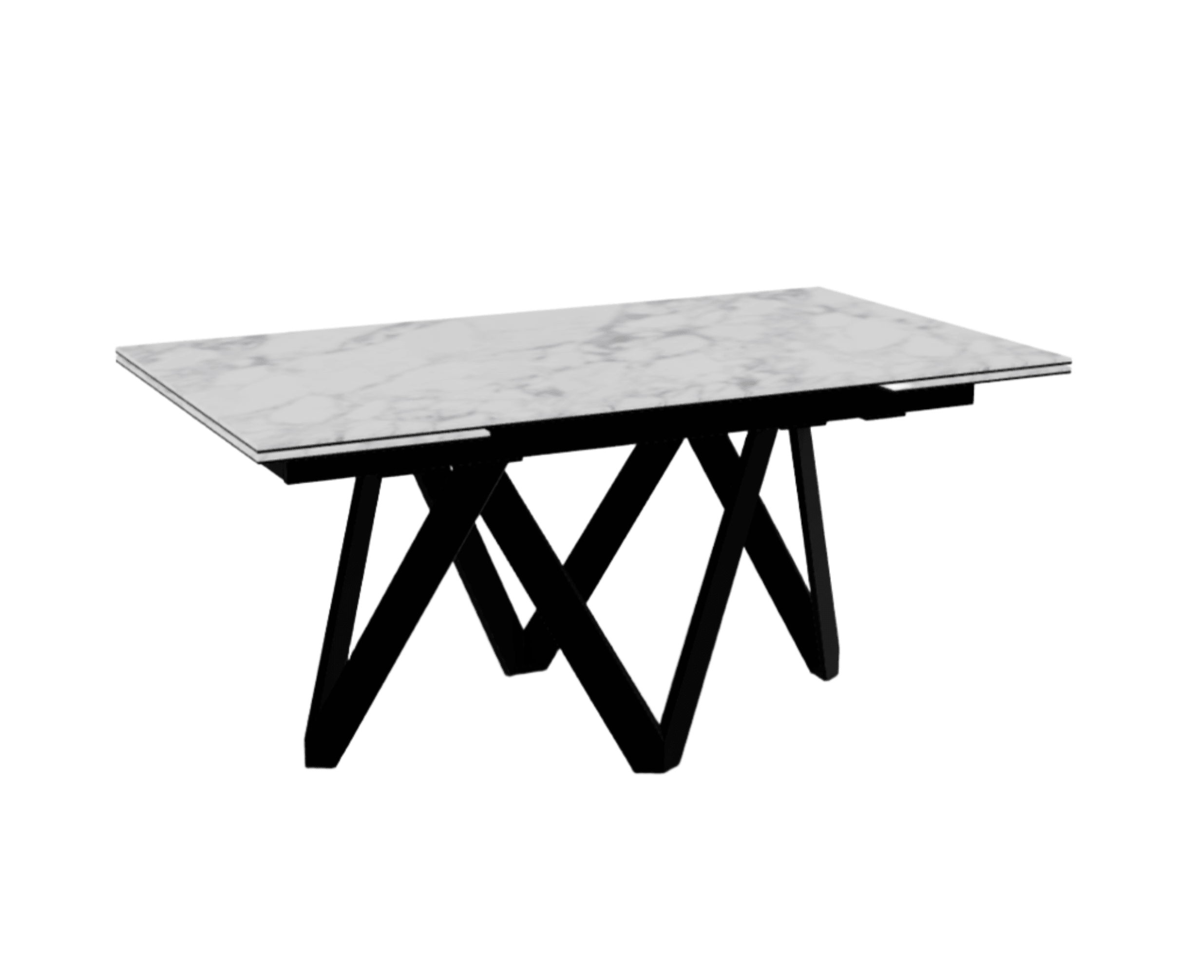 Stół prostokątny rozkładany CARTESIO biały marmur Calligaris 160 cm czarny matowy metal Eye on Design