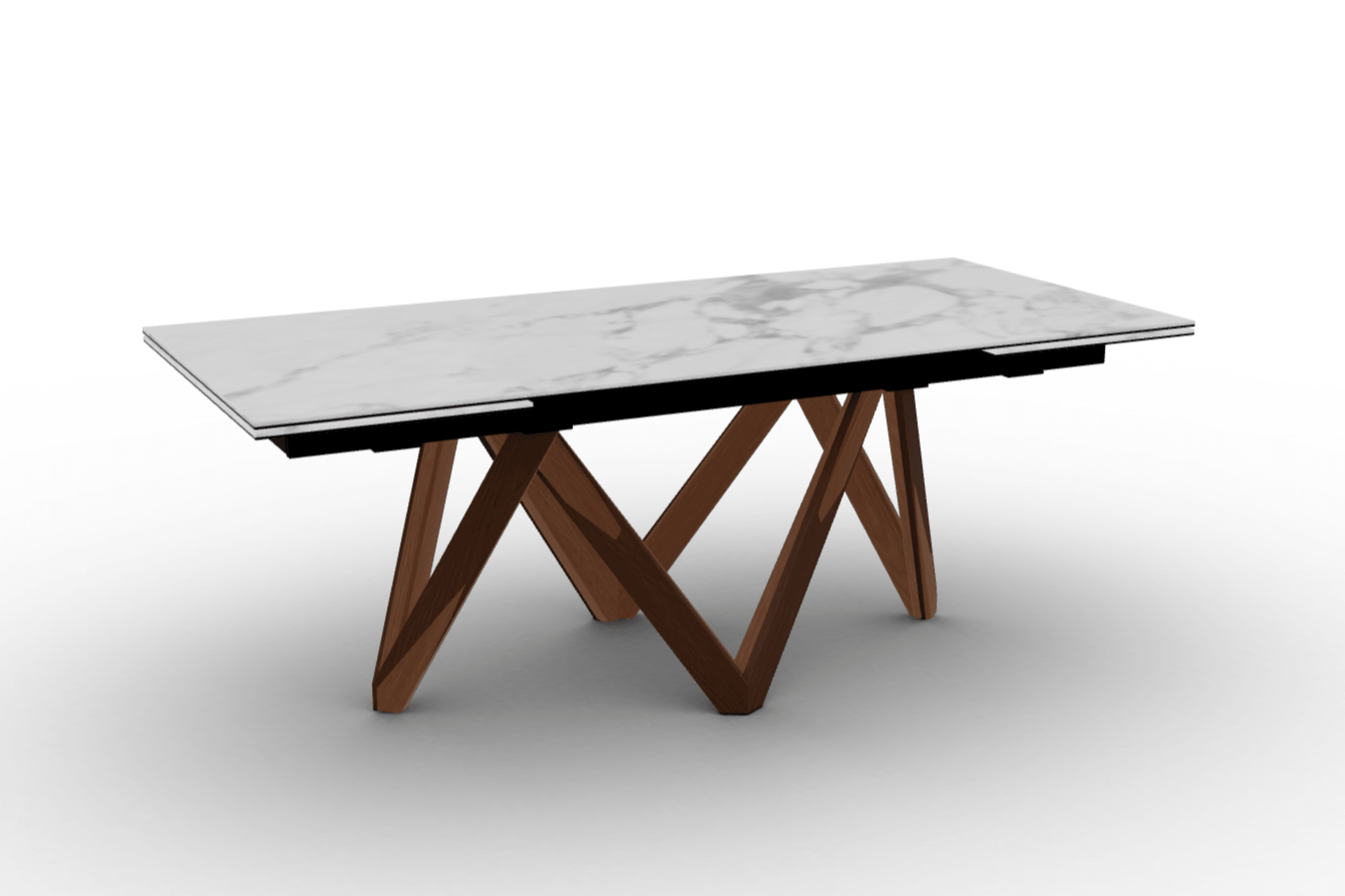 Stół prostokątny rozkładany CARTESIO biały marmur Calligaris 200 cm orzechowe drewno Eye on Design