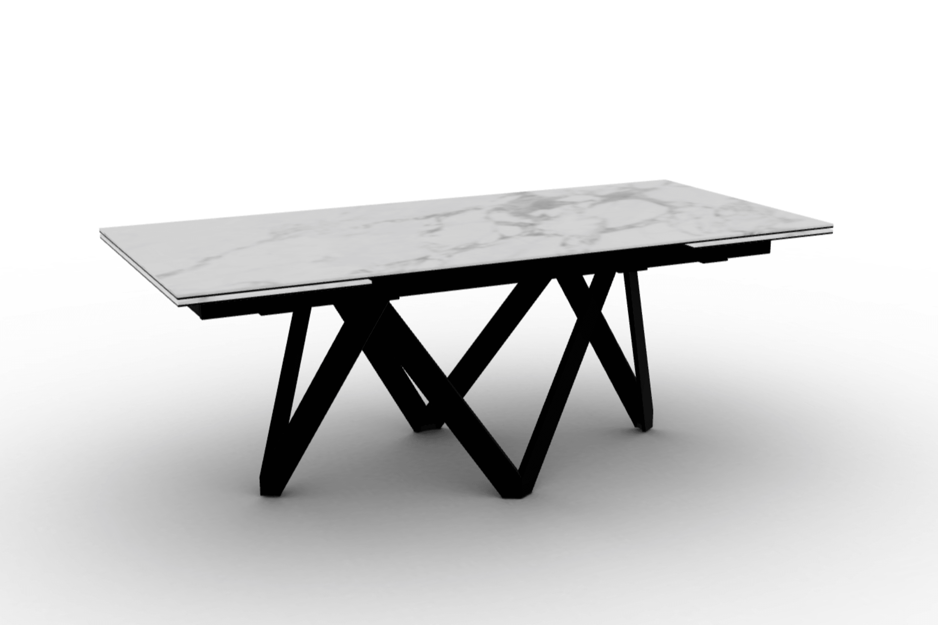 Stół prostokątny rozkładany CARTESIO biały marmur Calligaris 200 cm czarny matowy metal Eye on Design