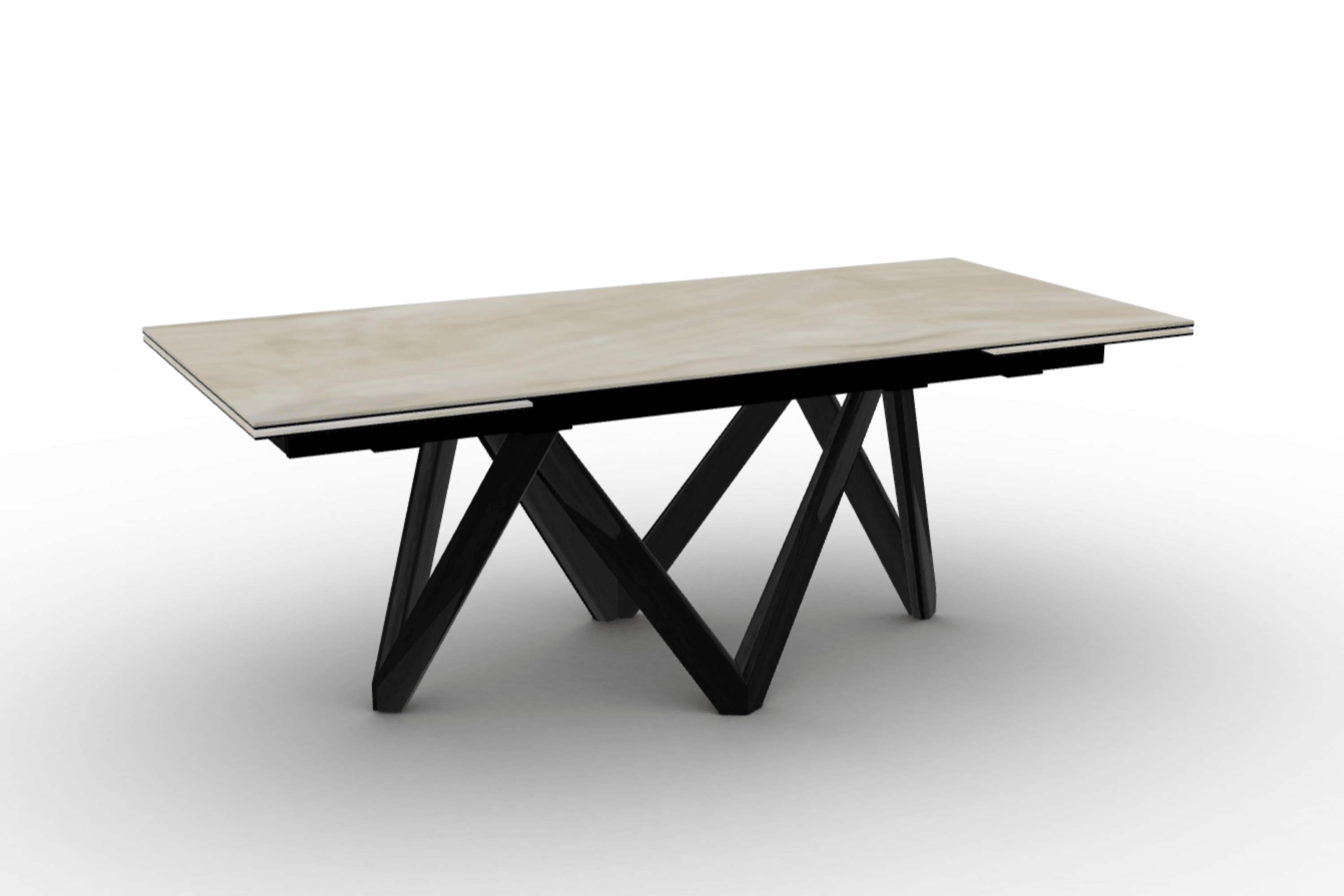 Stół prostokątny rozkładany CARTESIO piaskowy marmur Calligaris 200 cm czarne matowe drewno Eye on Design