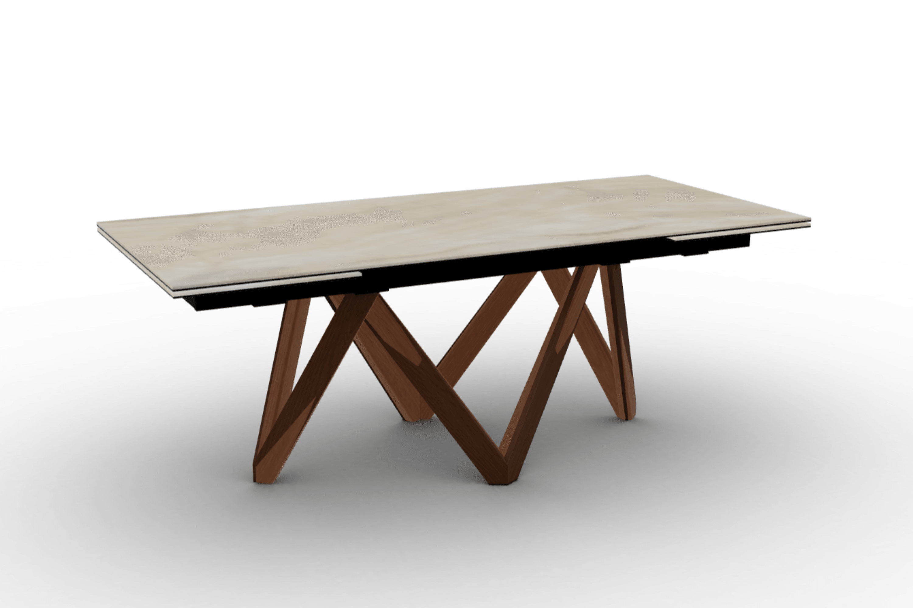 Stół prostokątny rozkładany CARTESIO piaskowy marmur Calligaris 200 cm orzechowe drewno Eye on Design