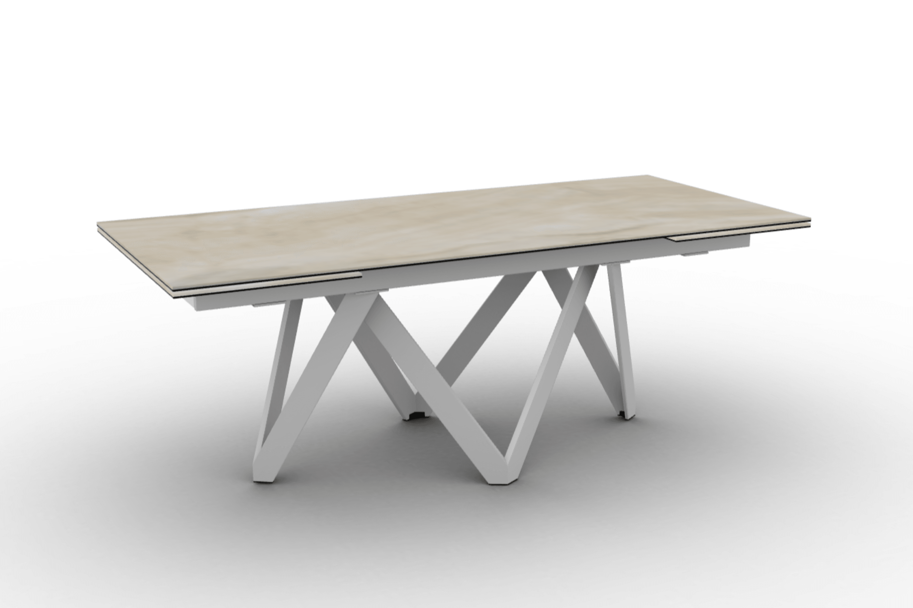 Stół prostokątny rozkładany CARTESIO piaskowy marmur Calligaris 200 cm biały matowy metal Eye on Design