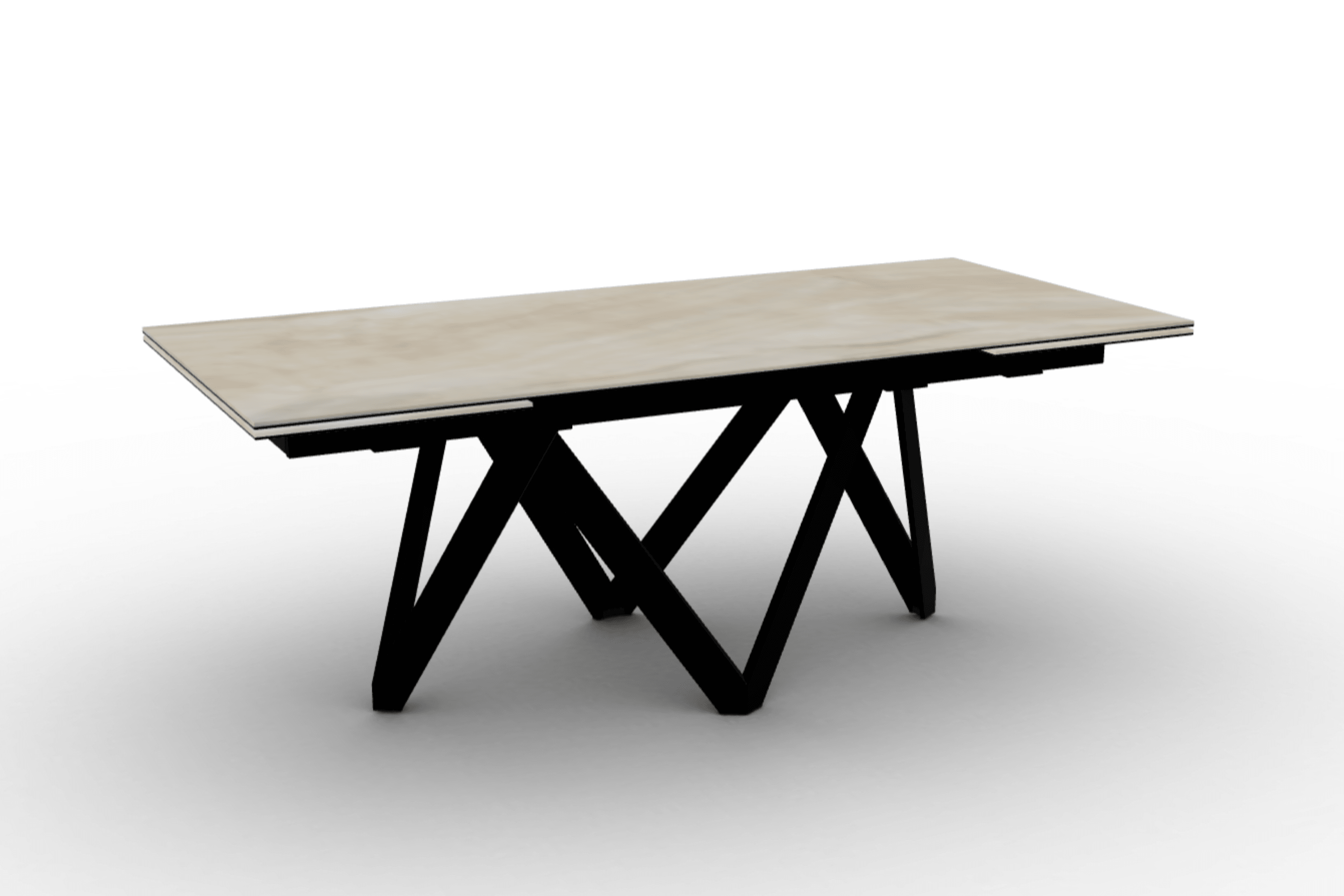 Stół prostokątny rozkładany CARTESIO piaskowy marmur Calligaris 200 cm czarny matowy metal Eye on Design