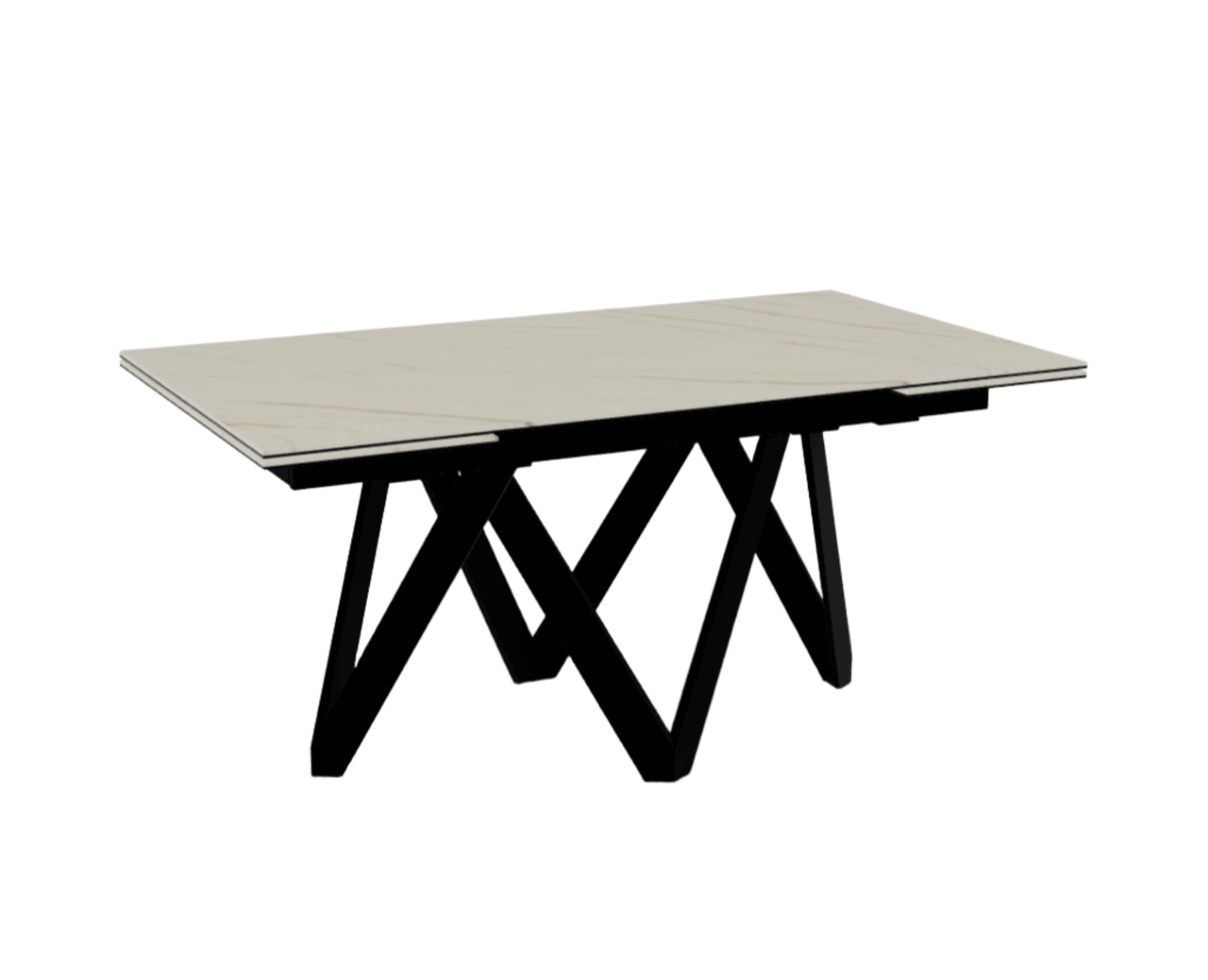 Stół prostokątny rozkładany CARTESIO złoty marmur Calligaris 160 cm czarny matowy metal Eye on Design