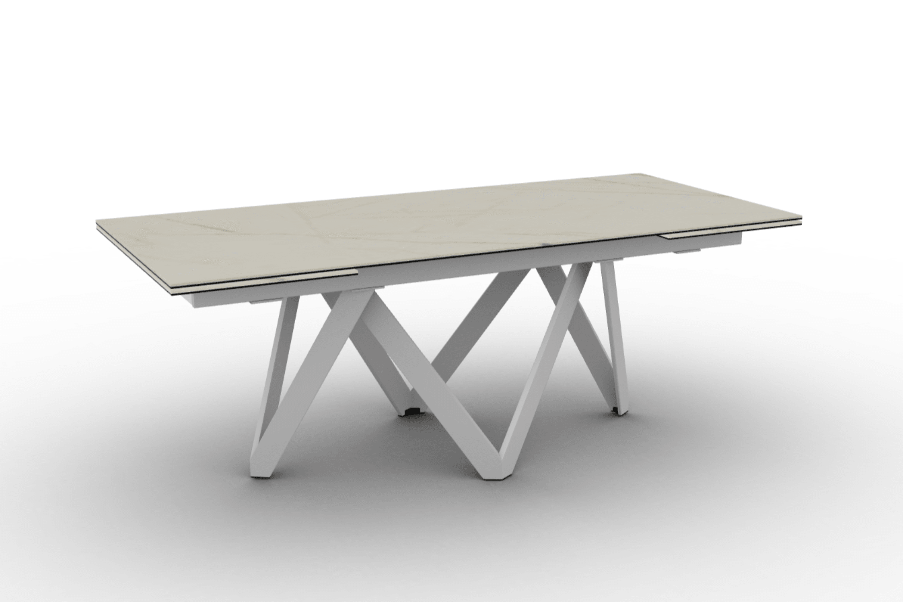 Stół prostokątny rozkładany CARTESIO złoty marmur Calligaris 200 cm biały matowy metal Eye on Design