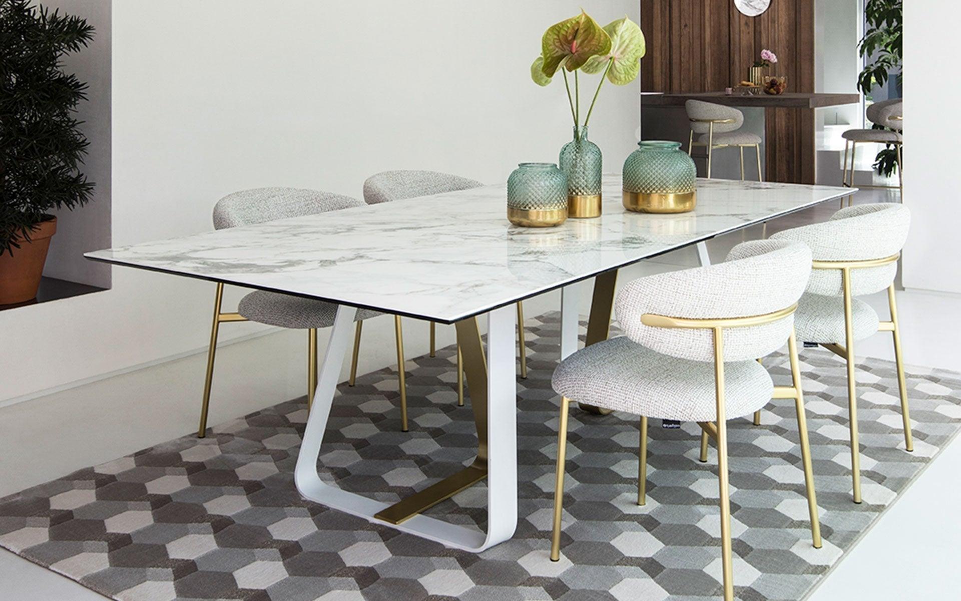 Stół prostokątny SUNSHINE złoty marmur Calligaris Eye on Design