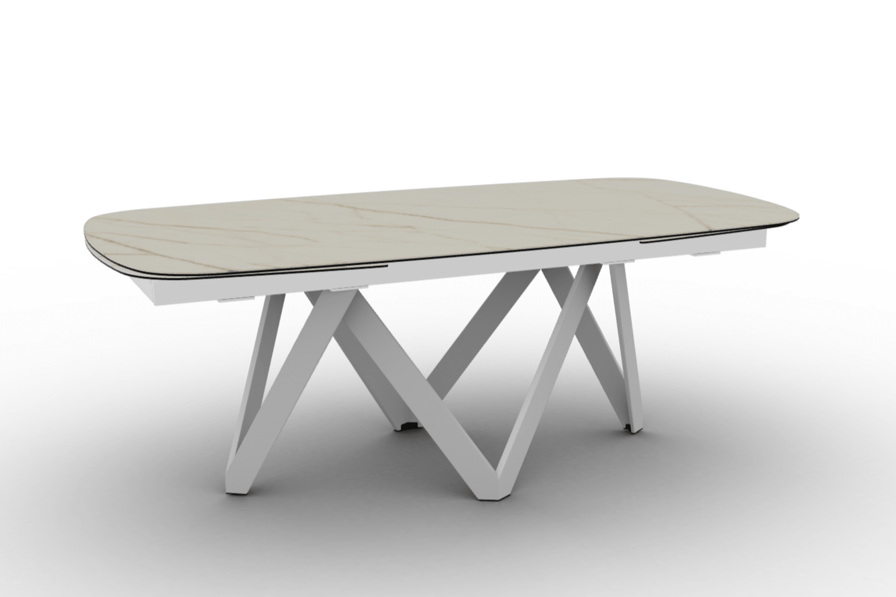 Stół rozkładany CARTESIO złoty marmur Calligaris 200 cm biały matowy metal Eye on Design