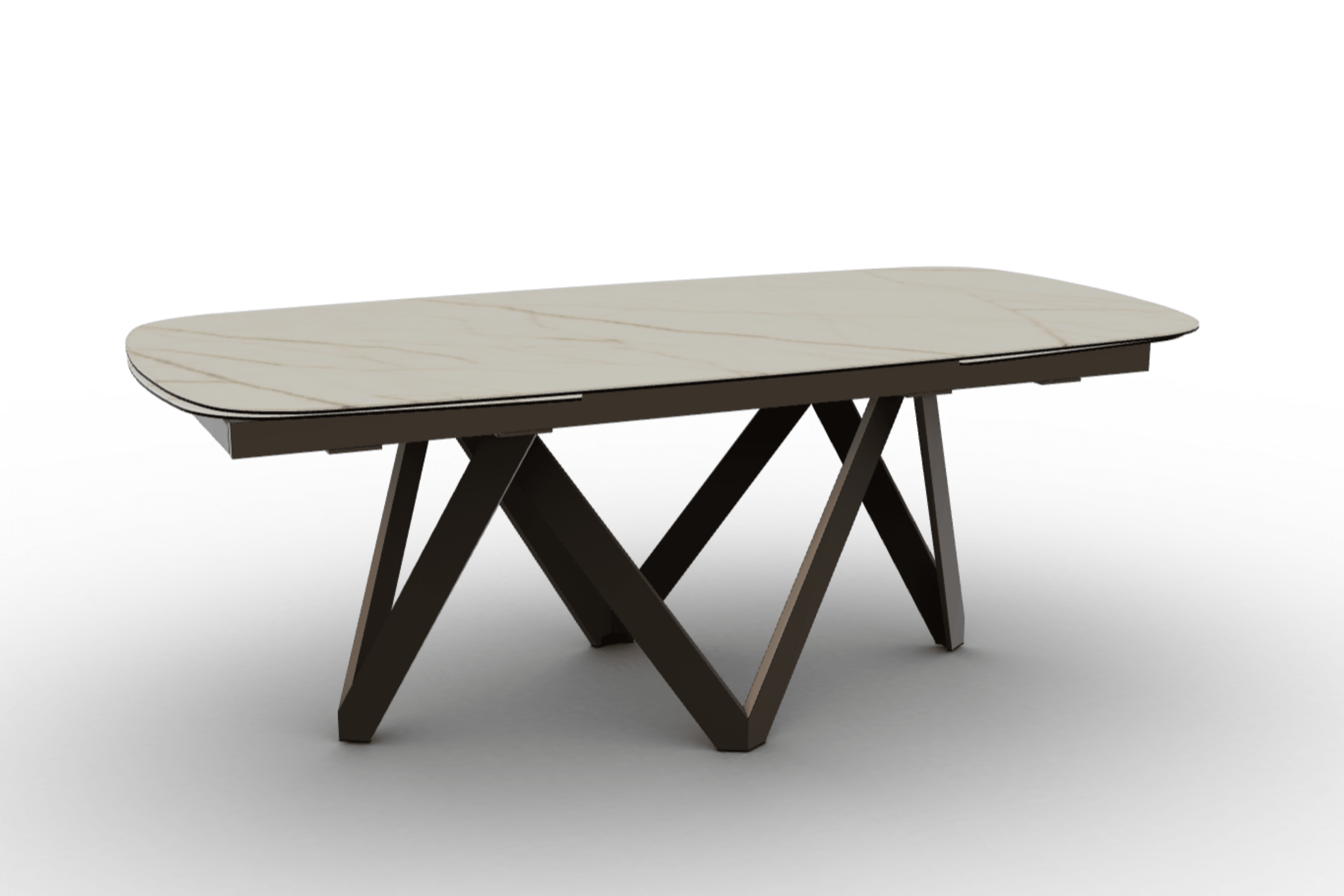 Stół rozkładany CARTESIO złoty marmur Calligaris 200 cm brązowy matowy metal Eye on Design