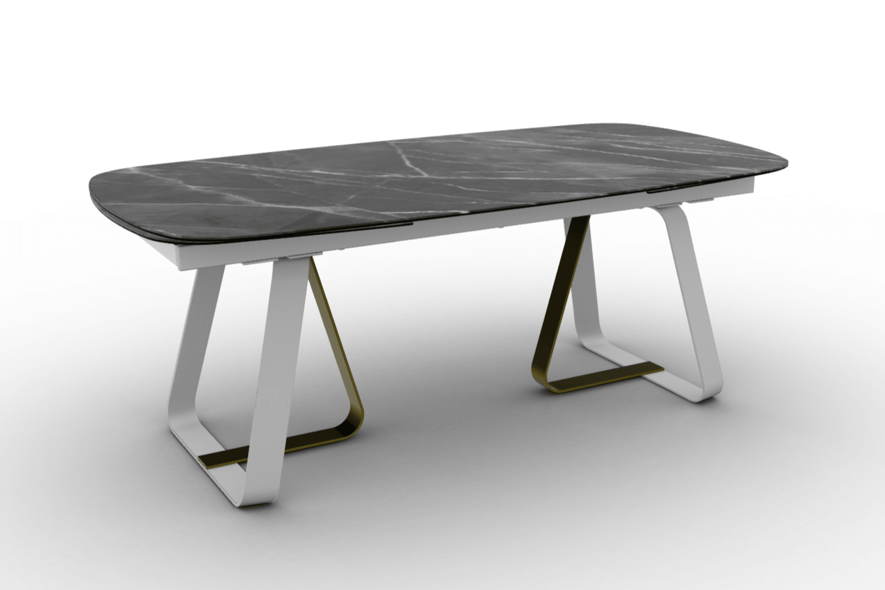 Stół rozkładany SUNSHINE antracytowy marmur Calligaris matowa biel matowy mosiądz Eye on Design
