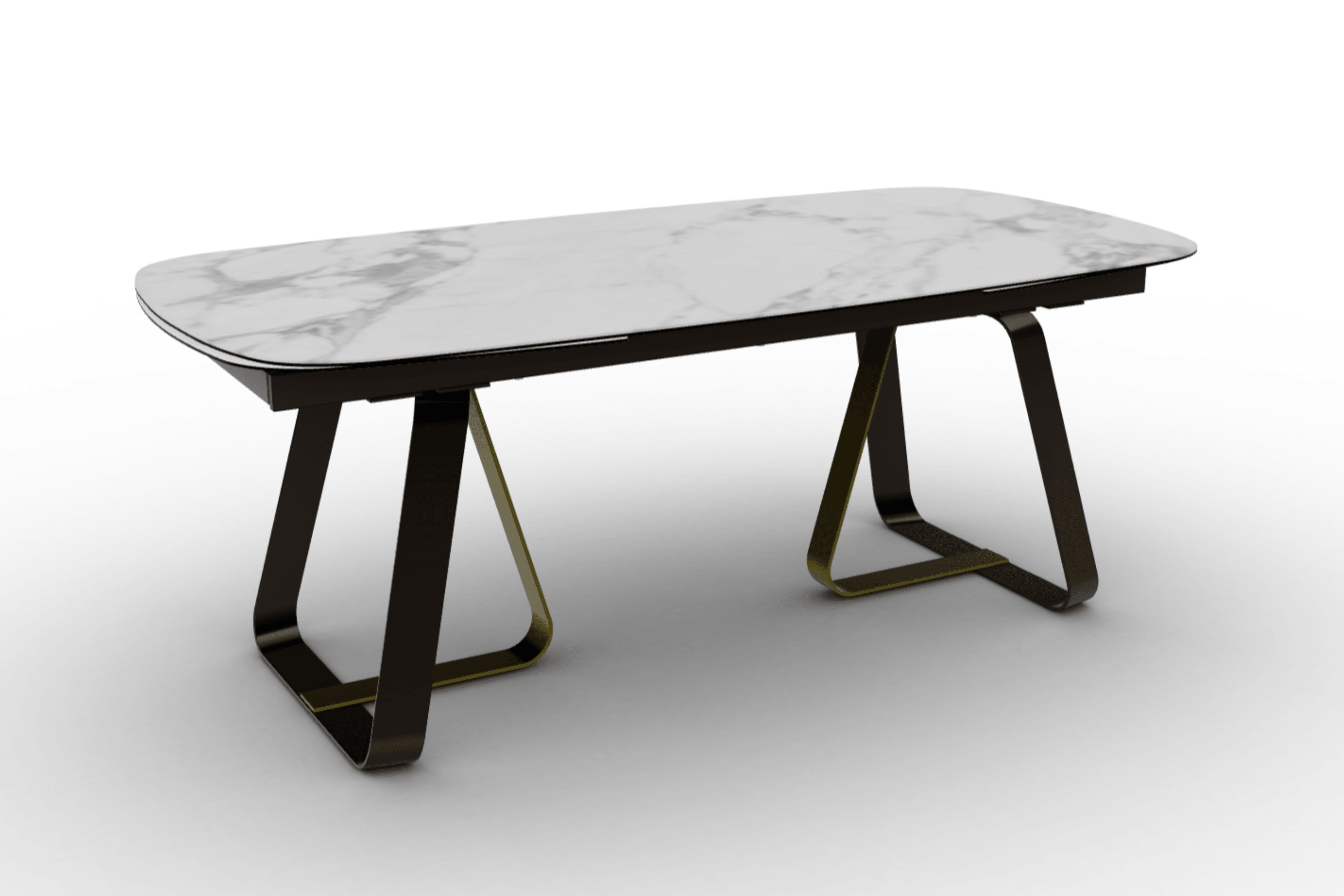 Stół rozkładany SUNSHINE biały marmur Calligaris matowy brąz matowy mosiądz Eye on Design