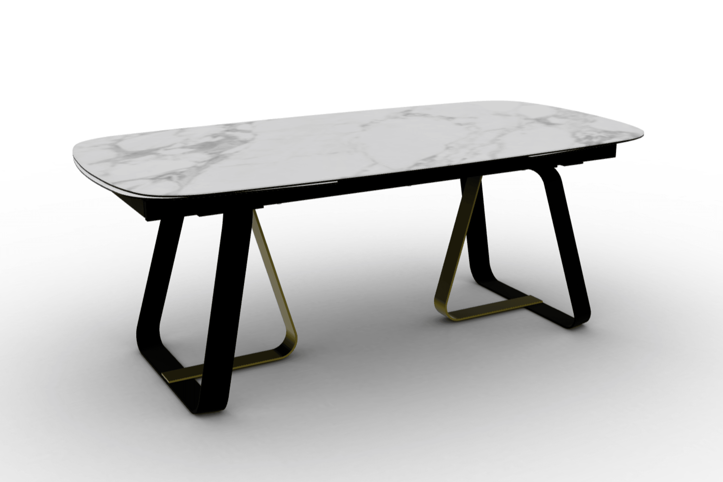 Stół rozkładany SUNSHINE biały marmur Calligaris matowa czerń matowy mosiądz Eye on Design