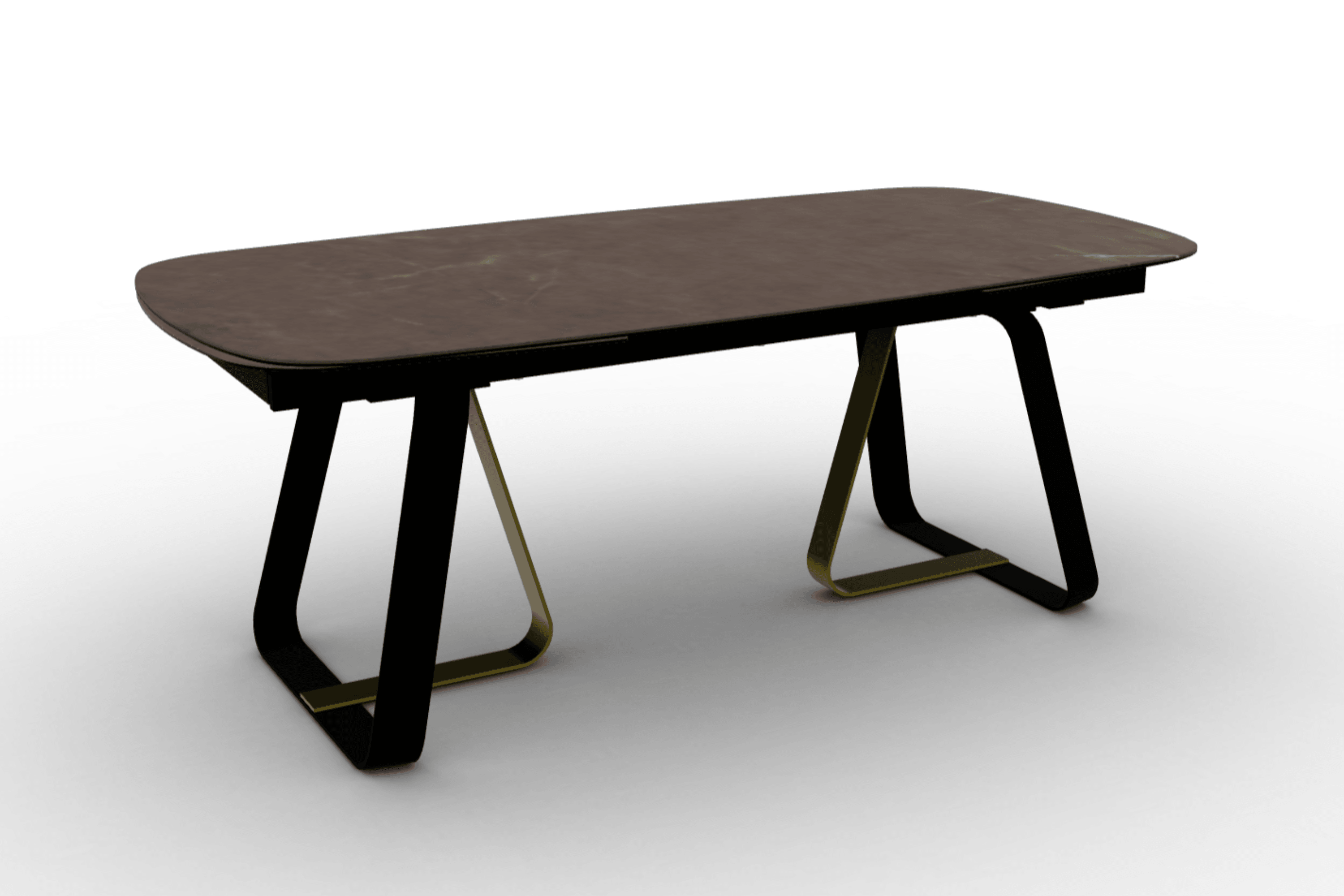 Stół rozkładany SUNSHINE brązowa ceramika Calligaris matowa czerń matowy mosiądz Eye on Design