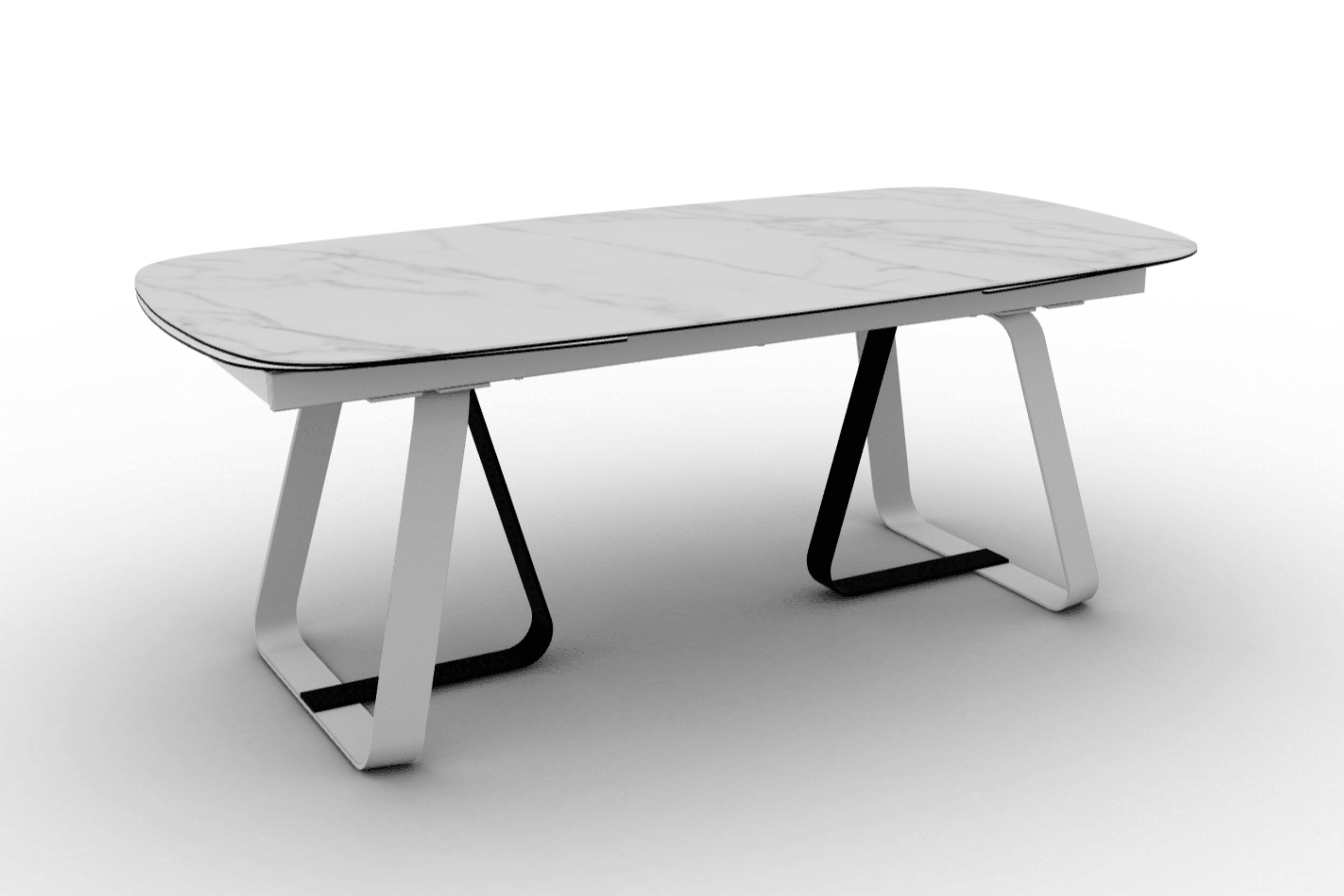 Stół rozkładany SUNSHINE kremowy marmur Calligaris matowa biel matowa czerń Eye on Design