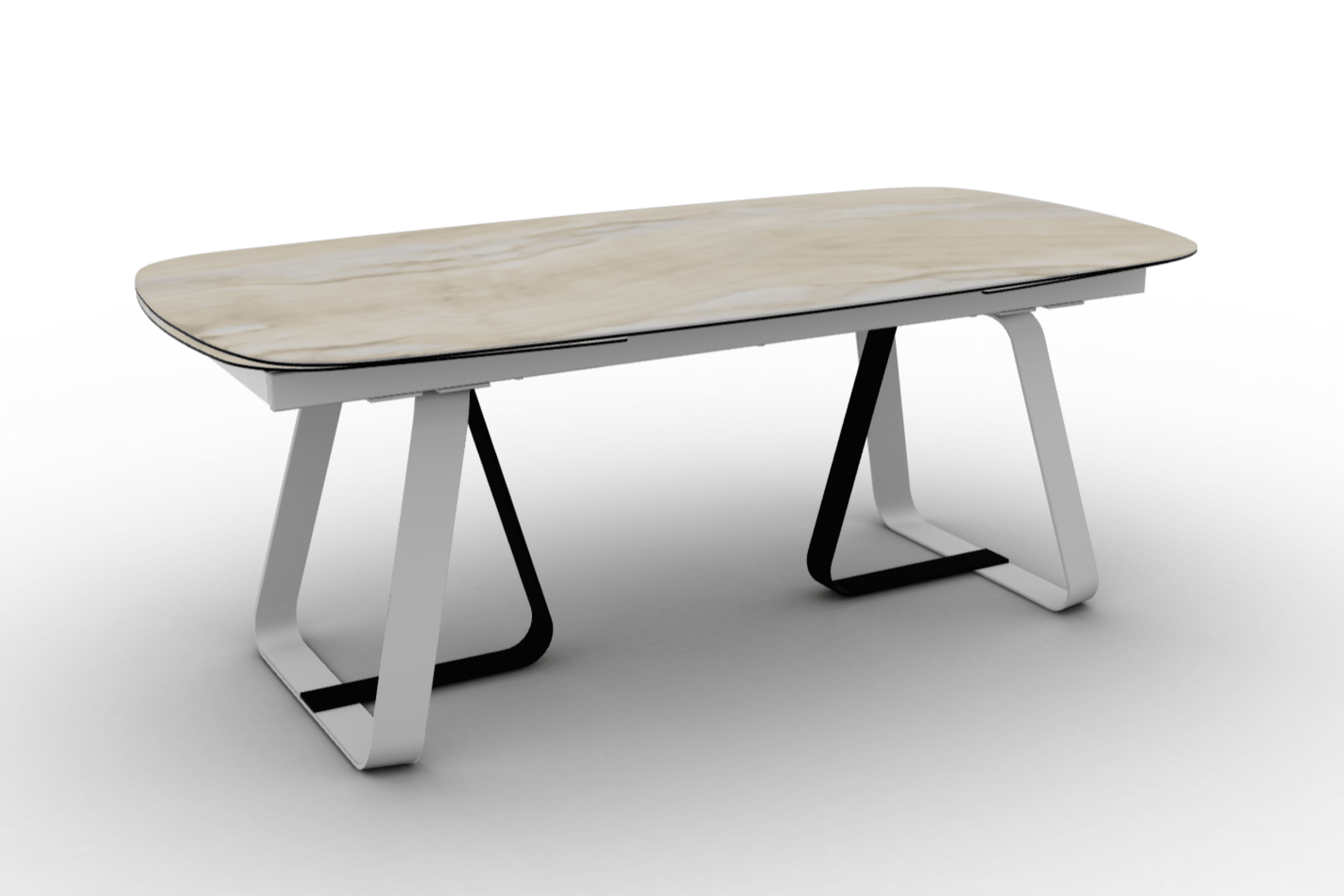 Stół rozkładany SUNSHINE piaskowy marmur Calligaris matowa biel matowa czerń Eye on Design