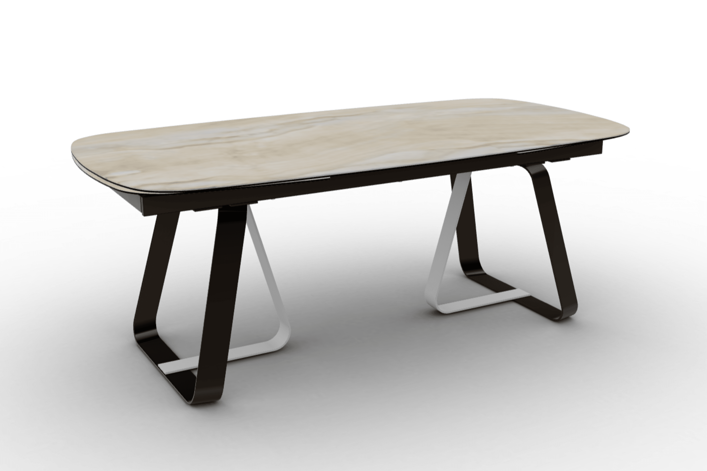 Stół rozkładany SUNSHINE piaskowy marmur Calligaris matowy brąz matowa biel Eye on Design