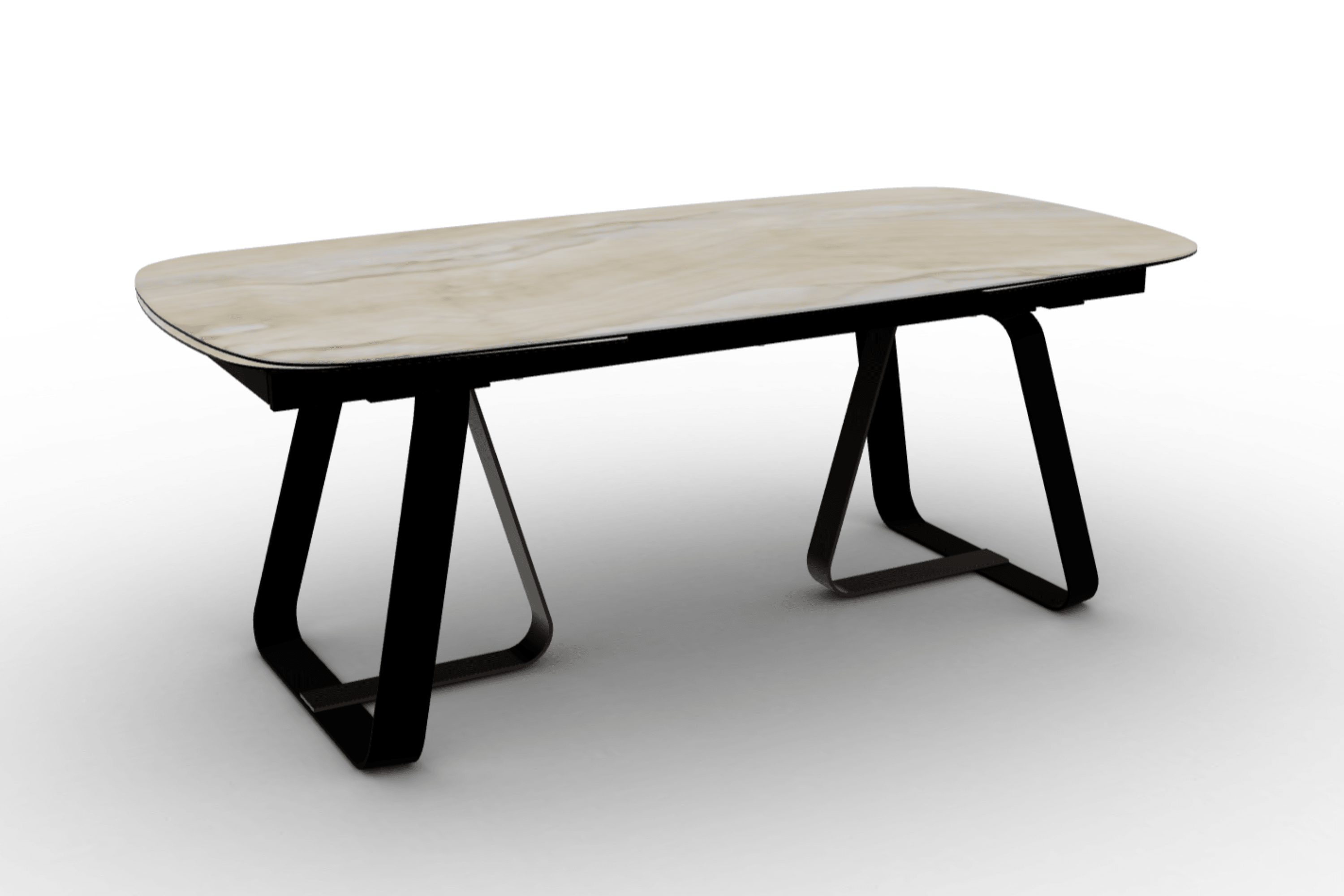 Stół rozkładany SUNSHINE piaskowy marmur Calligaris matowa czerń matowy brąz Eye on Design