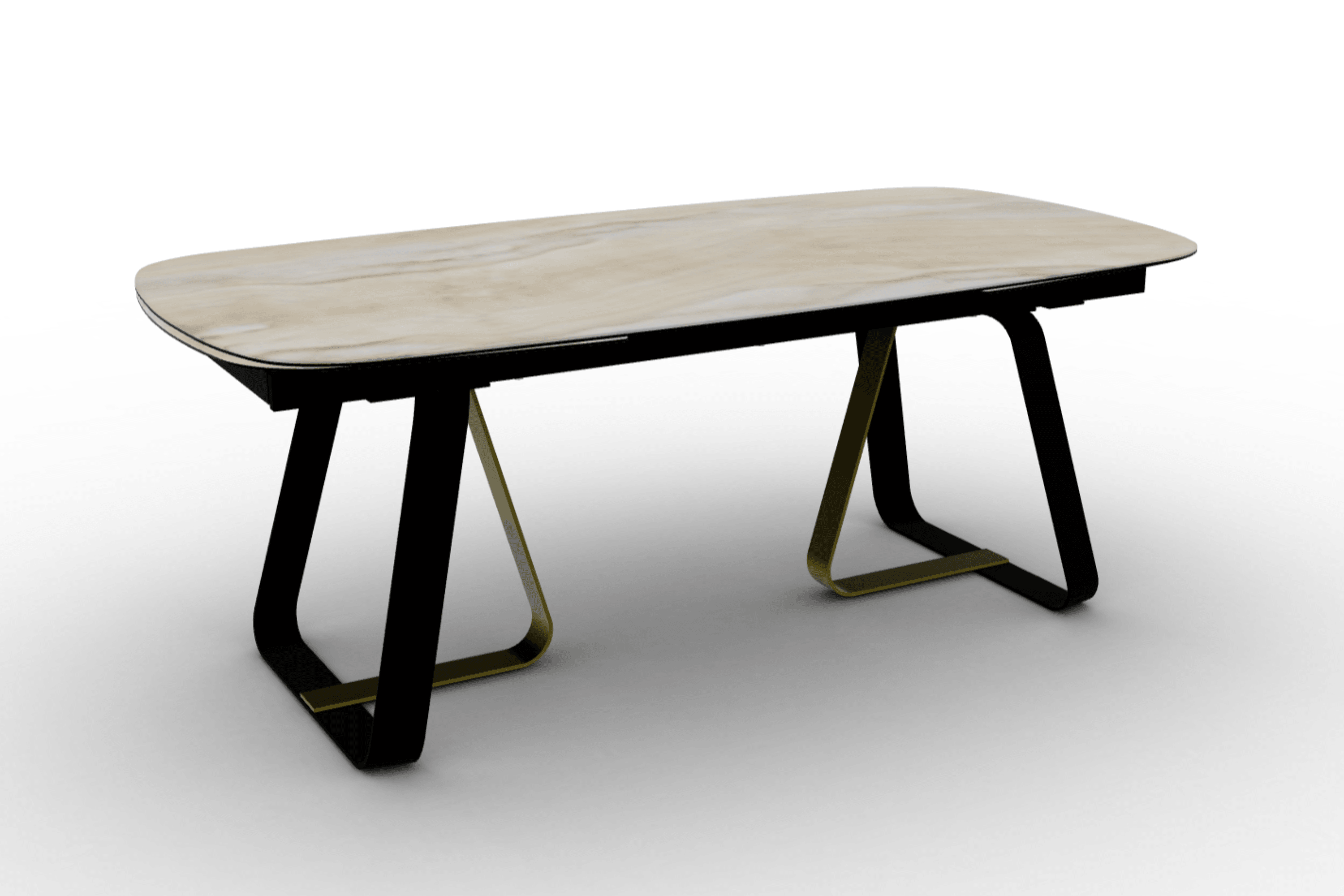 Stół rozkładany SUNSHINE piaskowy marmur Calligaris matowa czerń matowy mosiądz Eye on Design