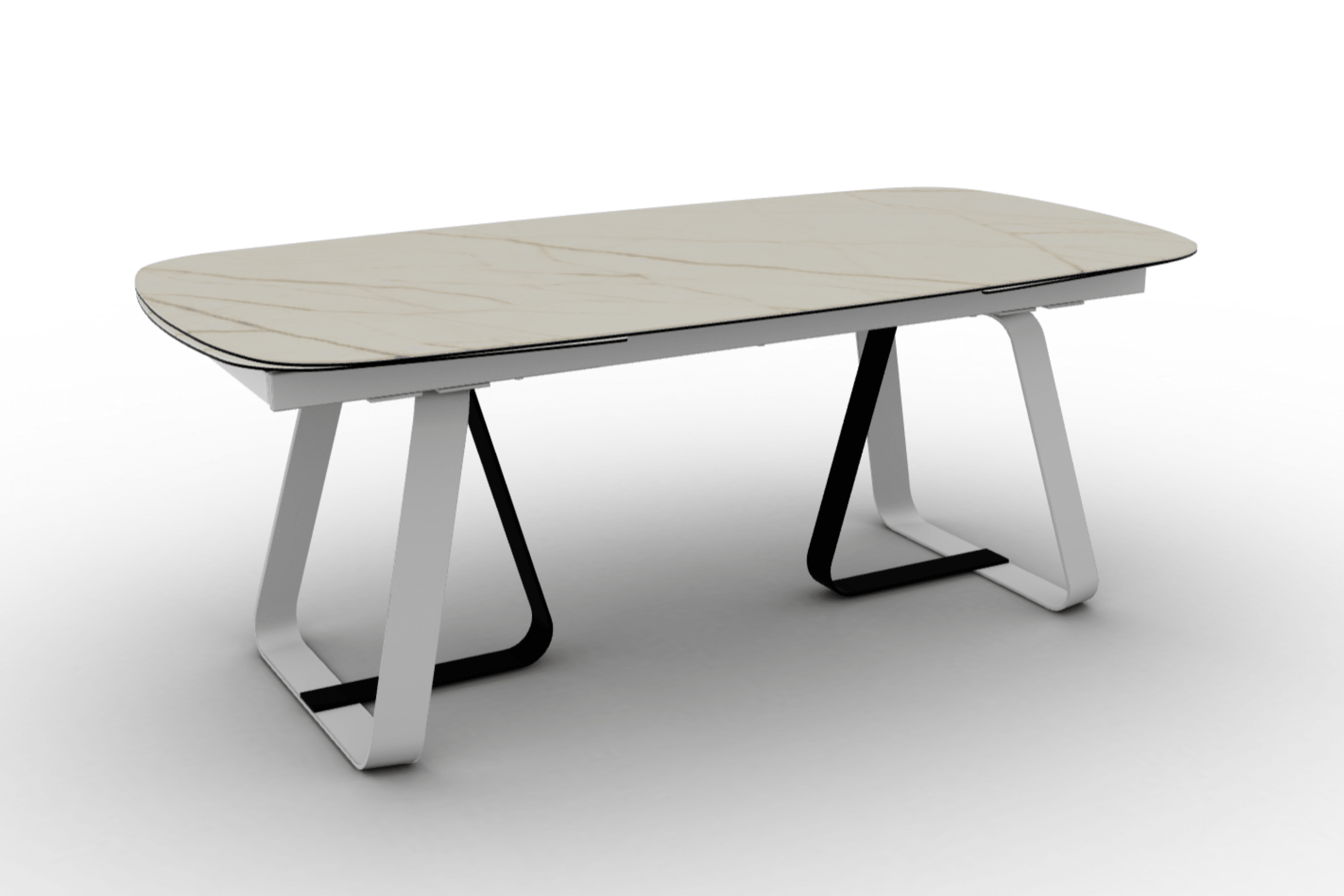 Stół rozkładany SUNSHINE złoty marmur Calligaris matowa biel matowa czerń Eye on Design