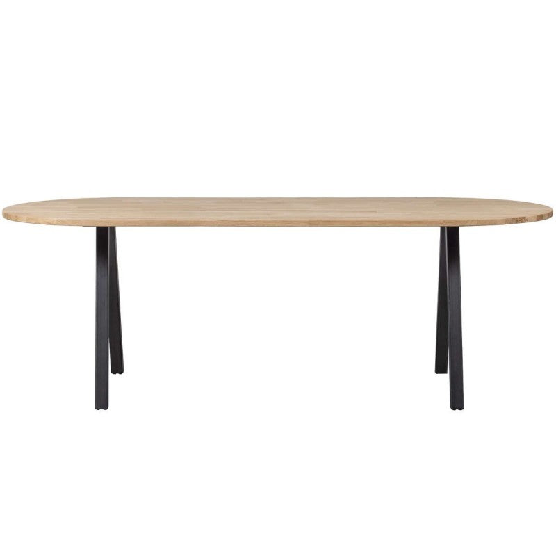 Oval table TABLO oak with V-shaped base