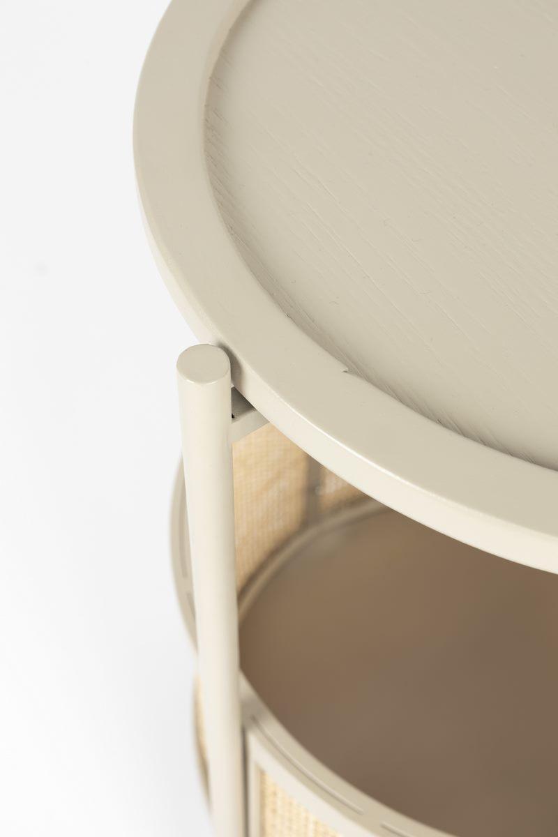 Stolik boczny MAKOTO piaskowy z rattanem White Label Living Eye on Design
