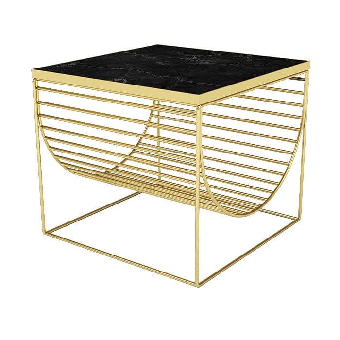 Stolik kawowy SINO czarny marmur ze złotą podstawą – AYTM