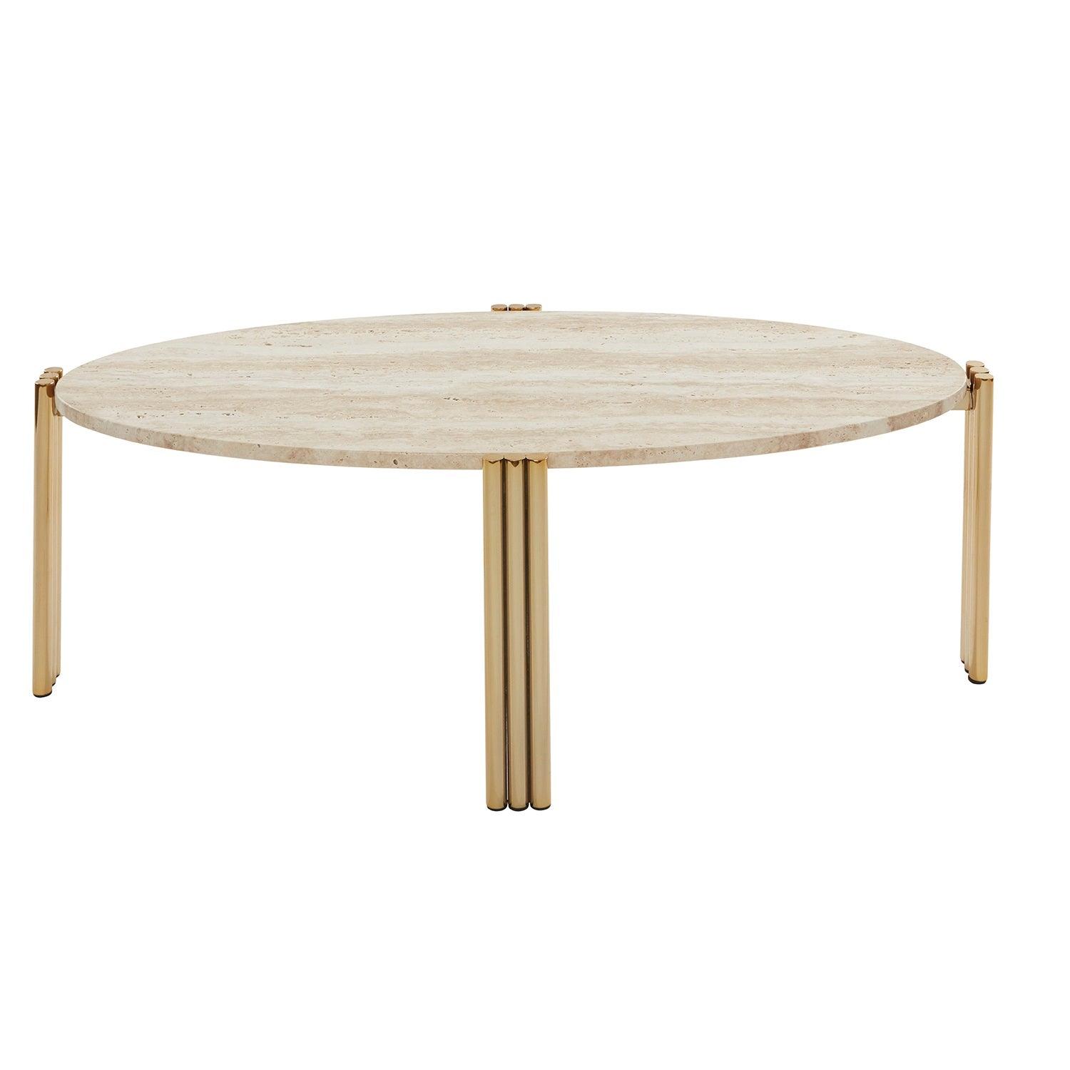 Stolik kawowy TRIBUS jasny blat ze złotą podstawą AYTM Eye on Design