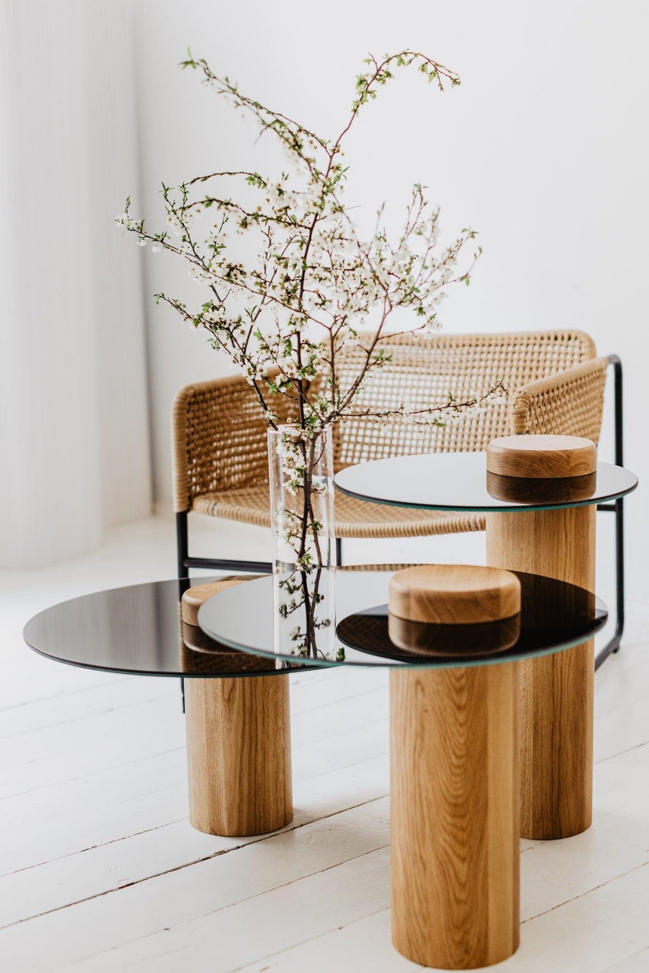 Stolik kawowy TYK dąb naturalny z lustrzanym blatem Nordifra Eye on Design