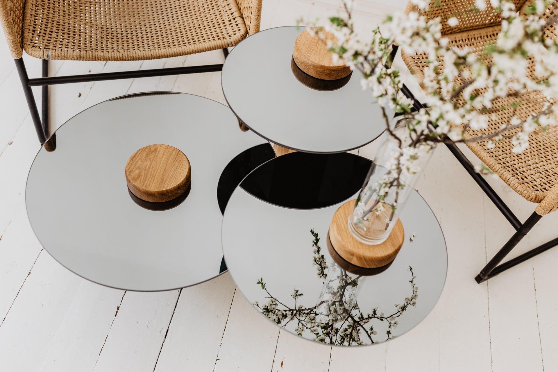 Stolik kawowy TYK dąb naturalny z lustrzanym blatem Nordifra Eye on Design