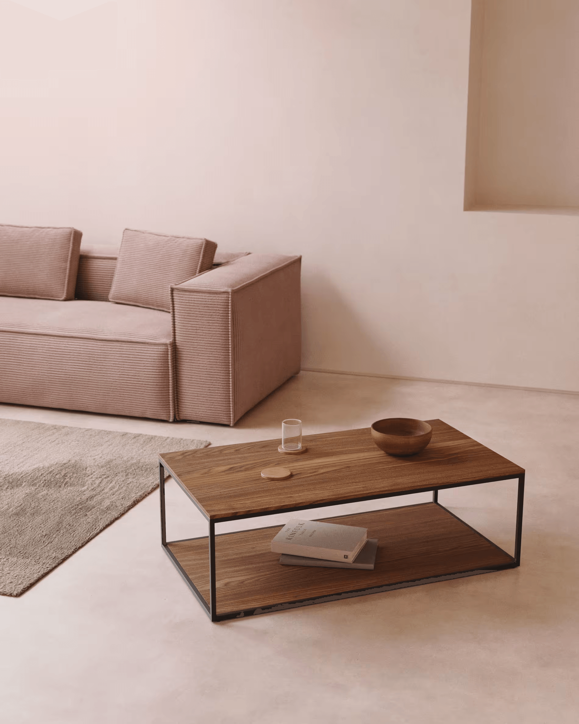 Stolik kawowy YOANA fornir orzechowy z czarną ramą La Forma Eye on Design