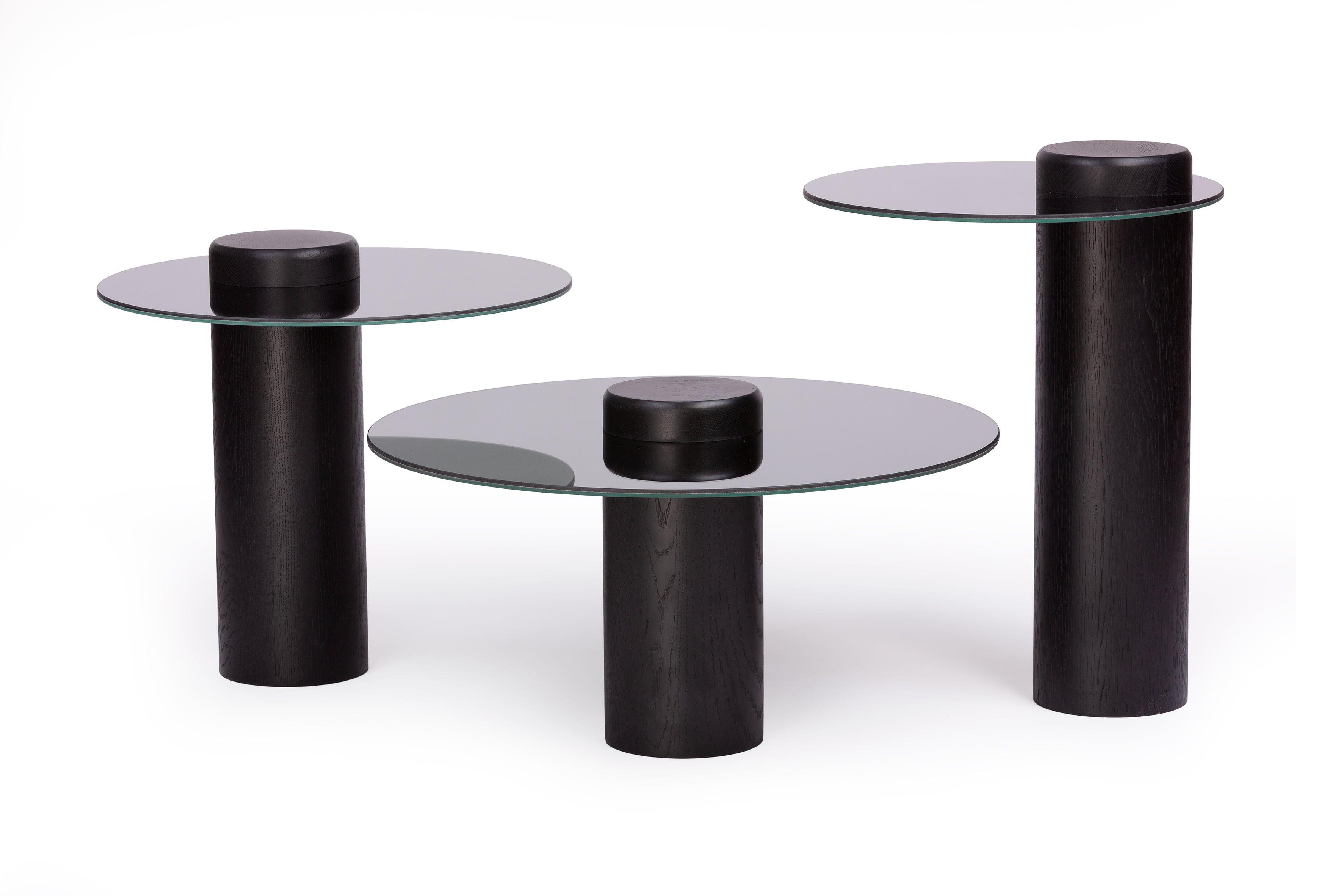 Stolik TYK MIDI czarny dąb z lustrzanym blatem Nordifra Eye on Design