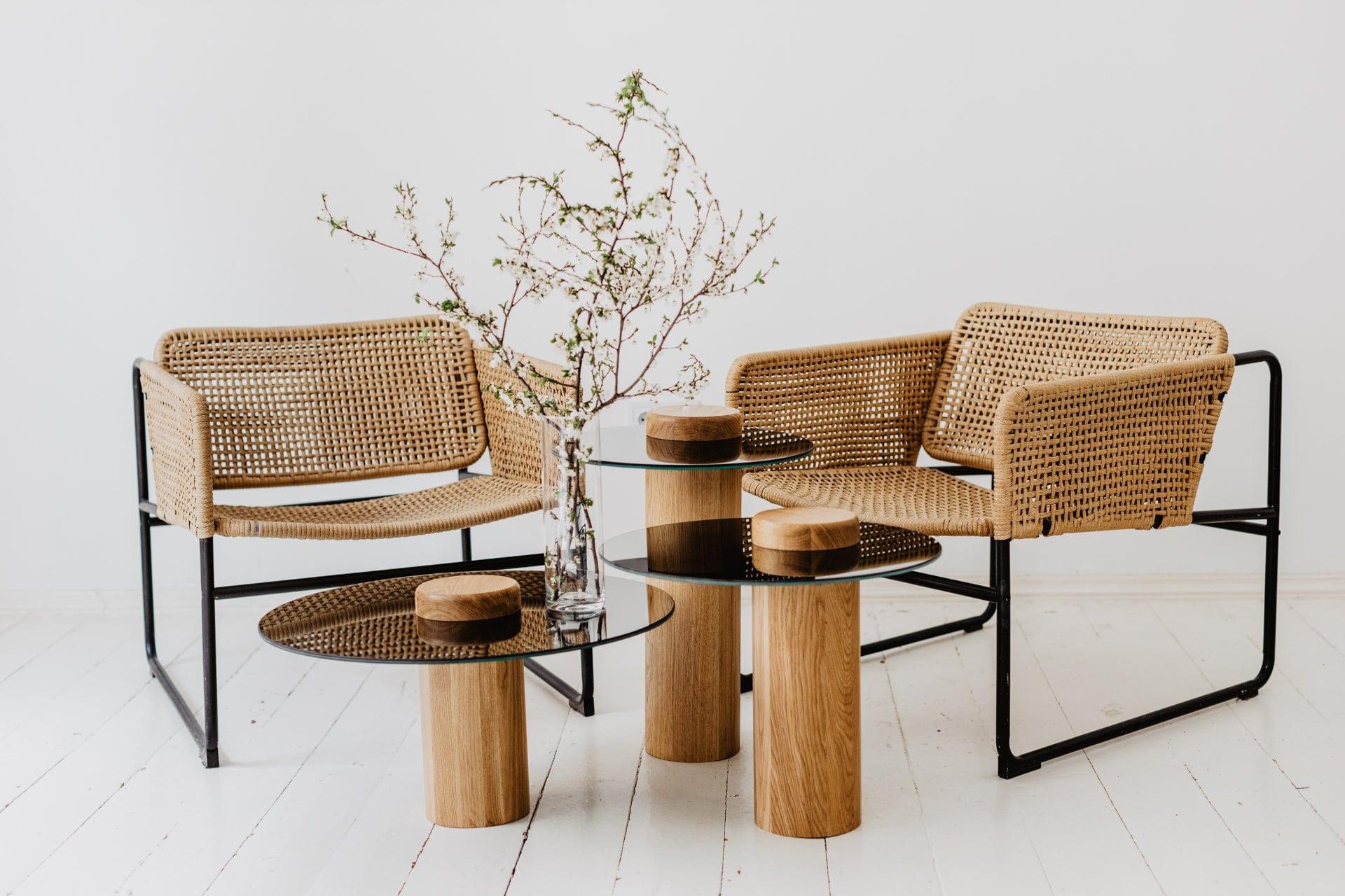 Stolik TYK MIDI dąb naturalny z lustrzanym blatem Nordifra Eye on Design