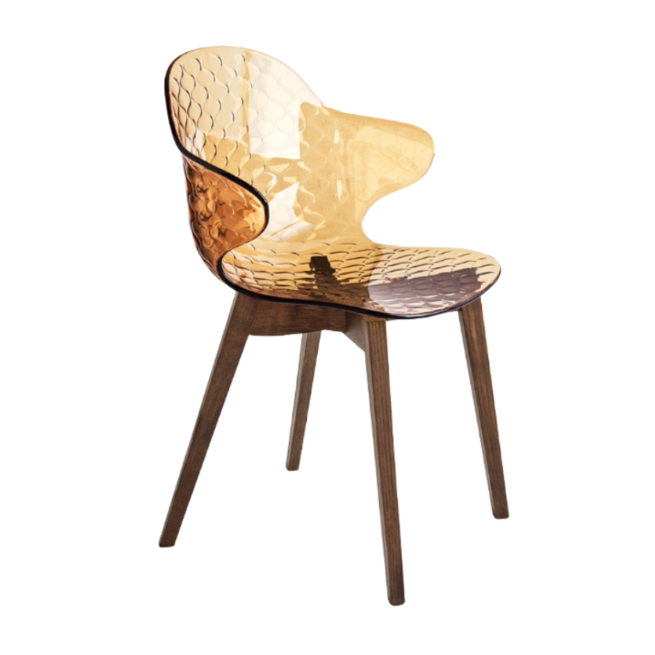Stuhl SAINT TROPEZ mit braunem Sitz und dunklem Holzgestell