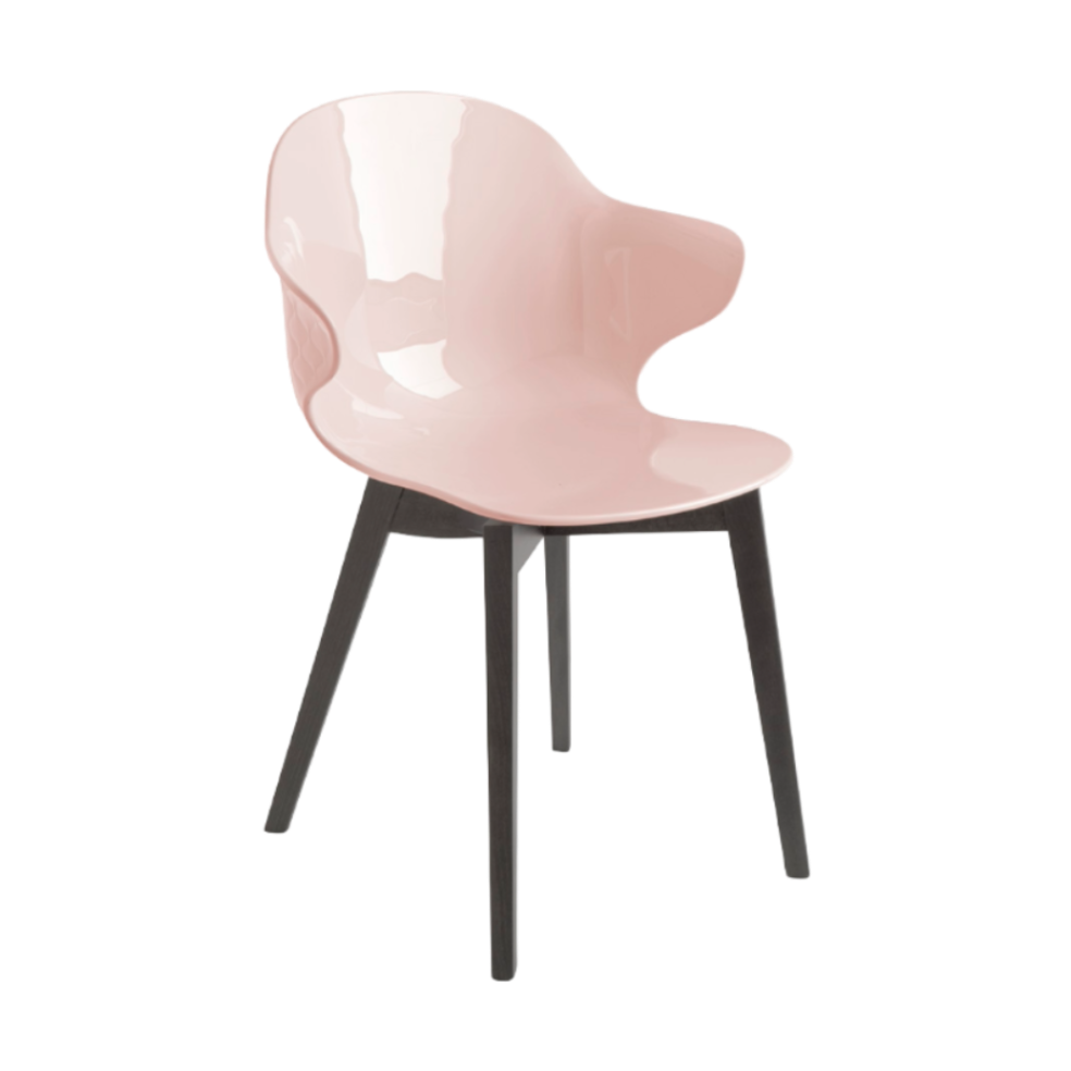 Stuhl SAINT TROPEZ mit rosa Sitzfläche und grauem Holzgestell