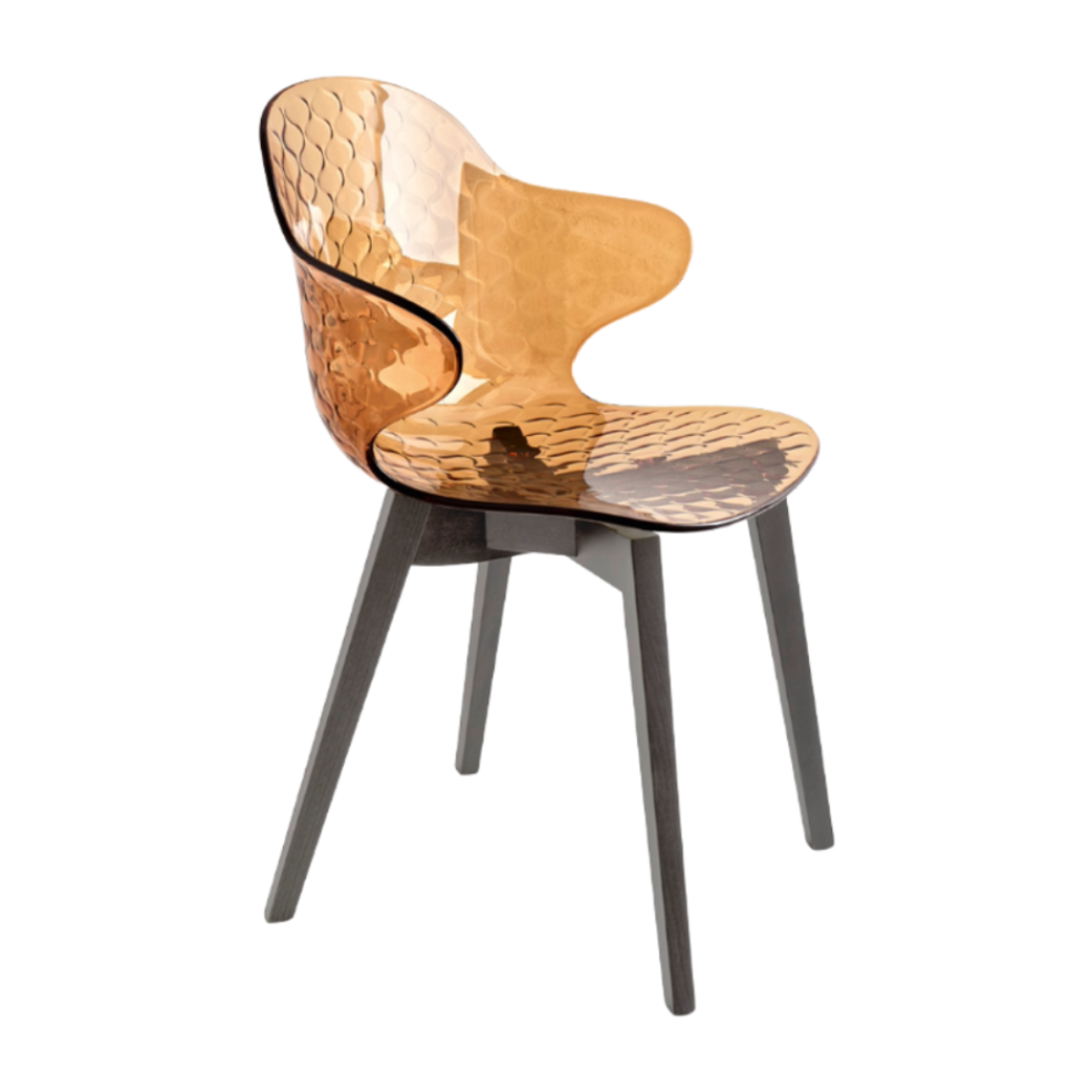 Stuhl SAINT TROPEZ mit braunem Sitz und grauem Holzgestell