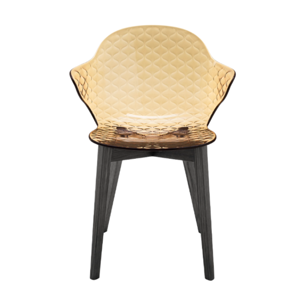 Stuhl SAINT TROPEZ mit braunem Sitz und schwarzem Holzgestell