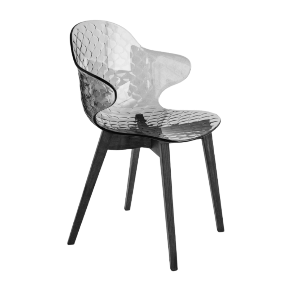 Stuhl SAINT TROPEZ mit grauem Sitz und schwarzem Holzgestell