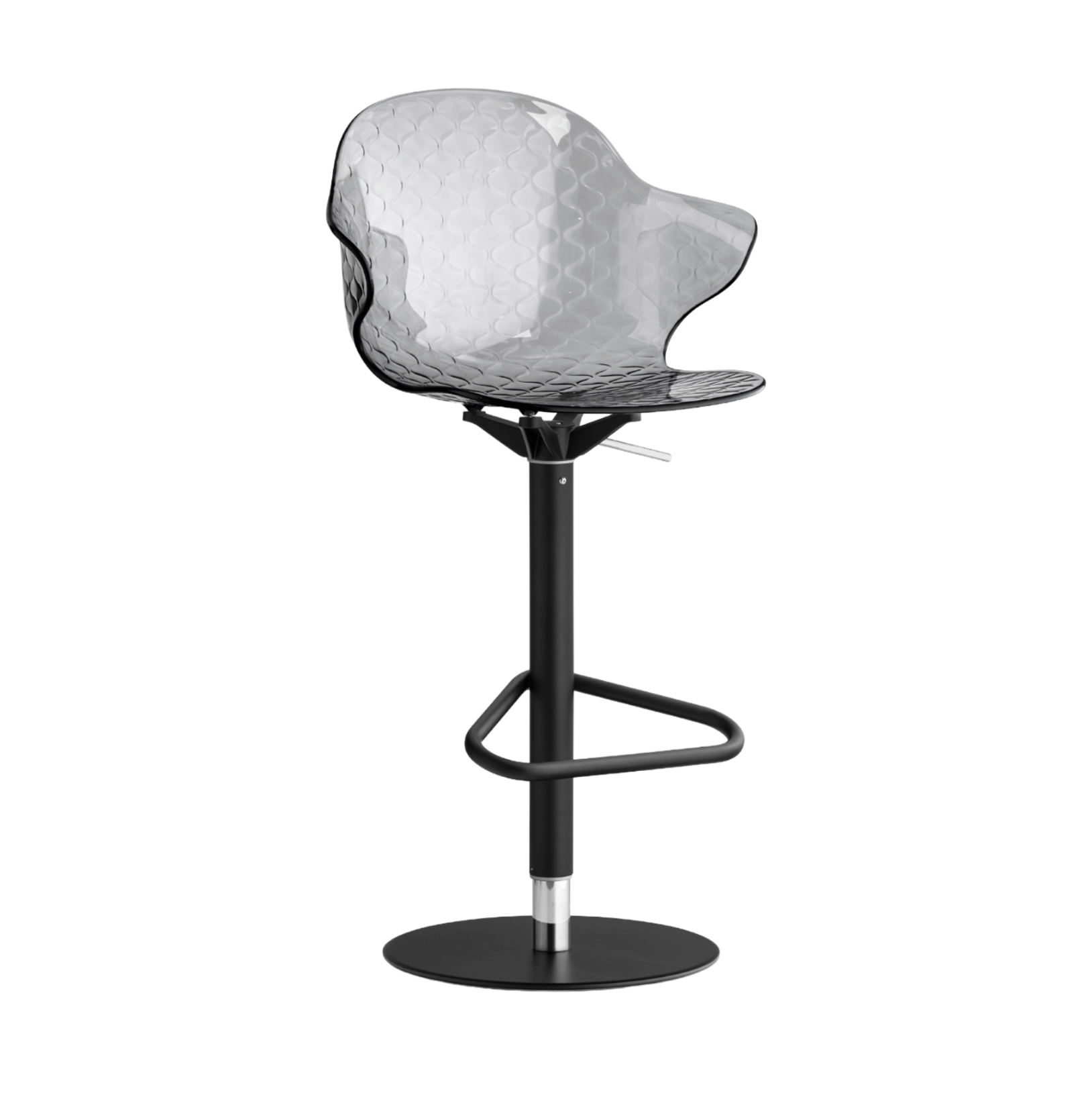 Drehbares Barhocker SAINT TROPEZ mit grauem Sitz und schwarzem Fuß