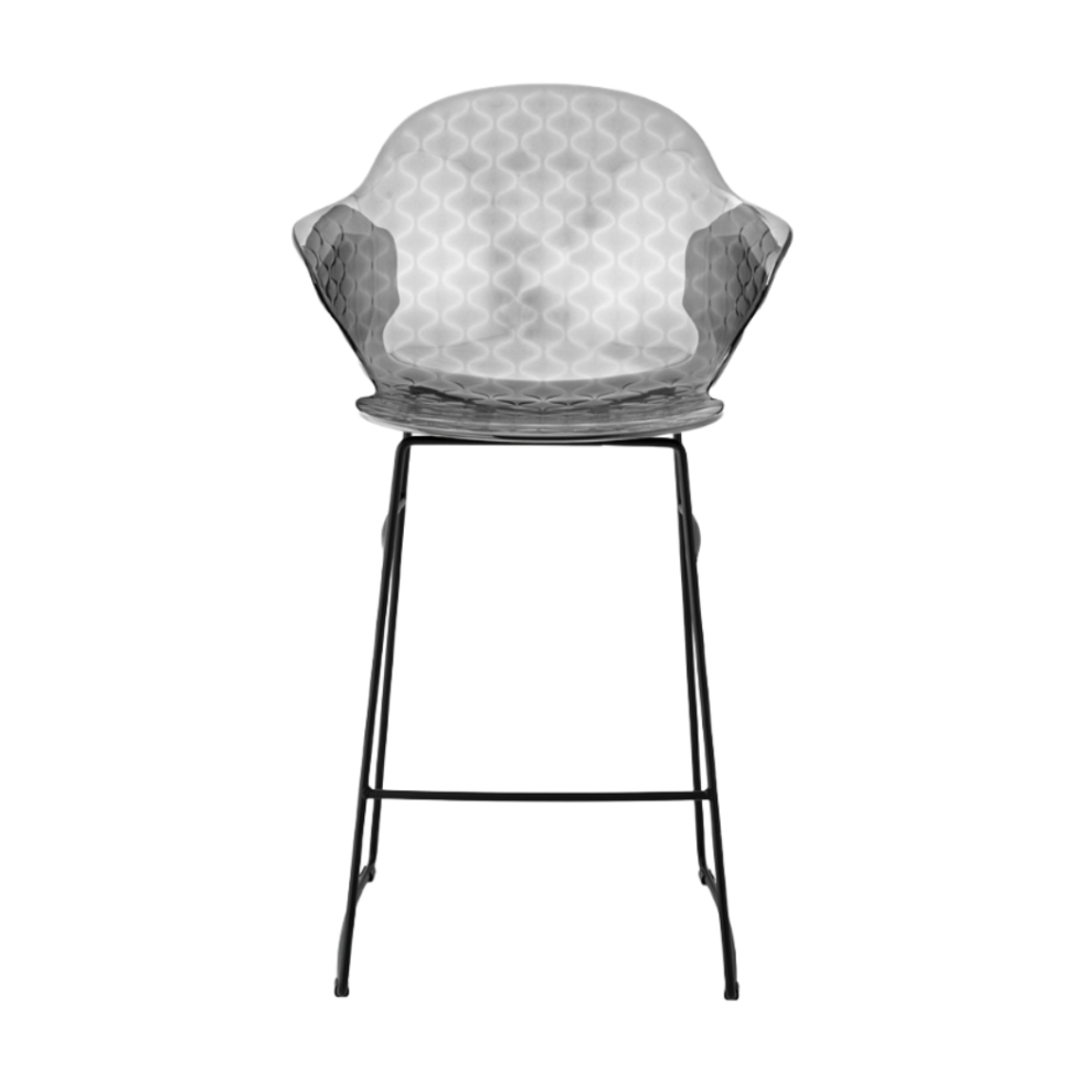 Barhocker SAINT TROPEZ mit grauem Sitz und schwarzem Metallgestell