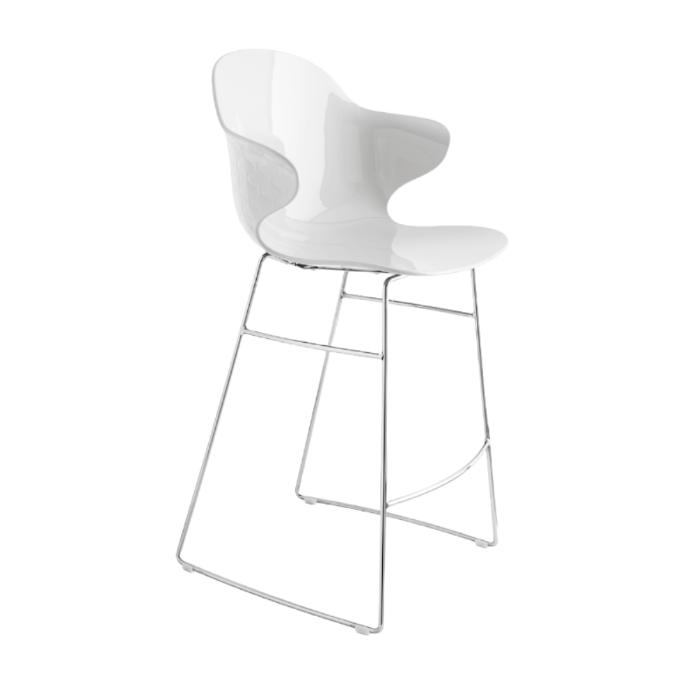 Barhocker SAINT TROPEZ mit weißem Sitz und metallischem Gestell