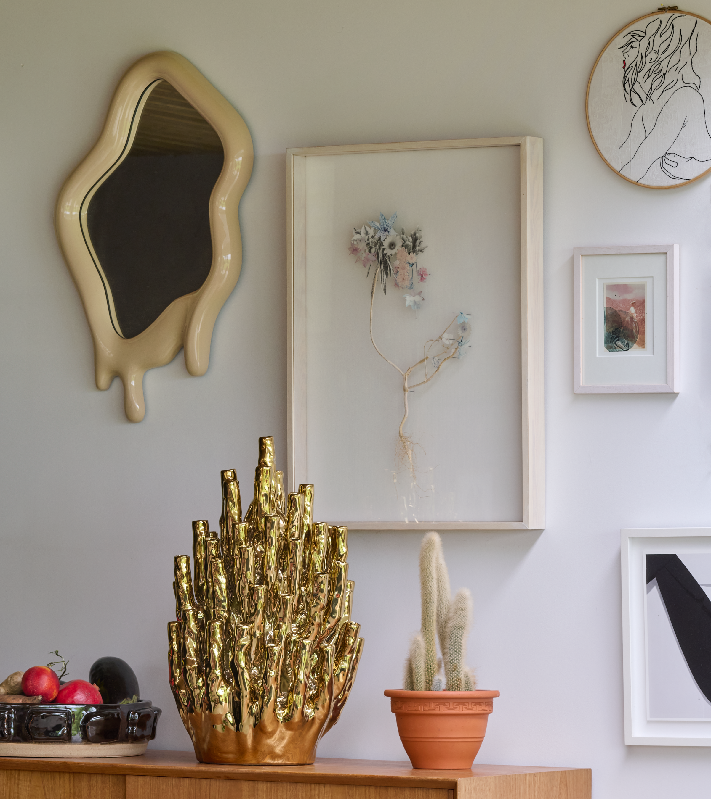 Spiegel MELTING OVAL beige