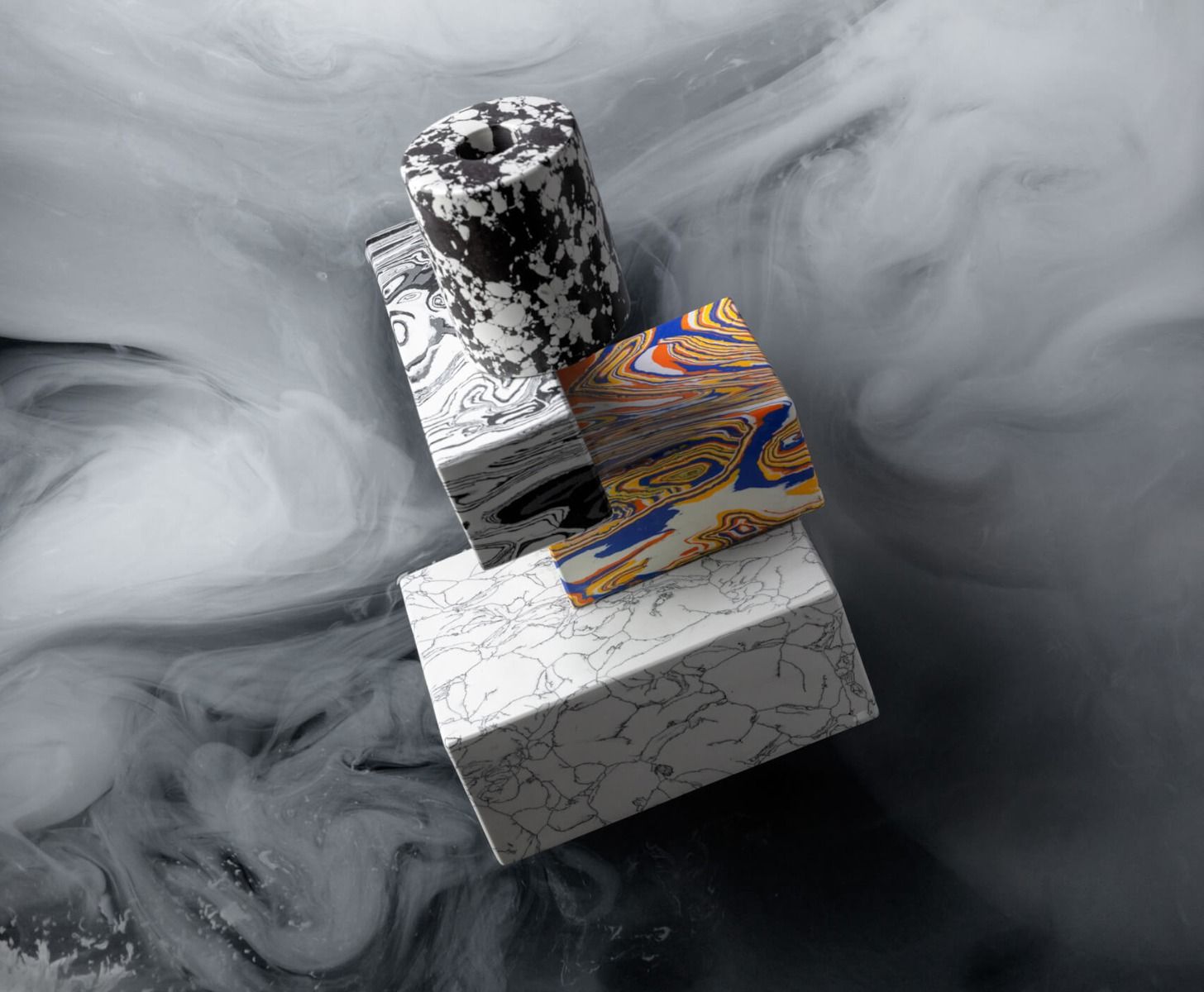 Wirbiger Kerzenstiel Multicolored Marmor