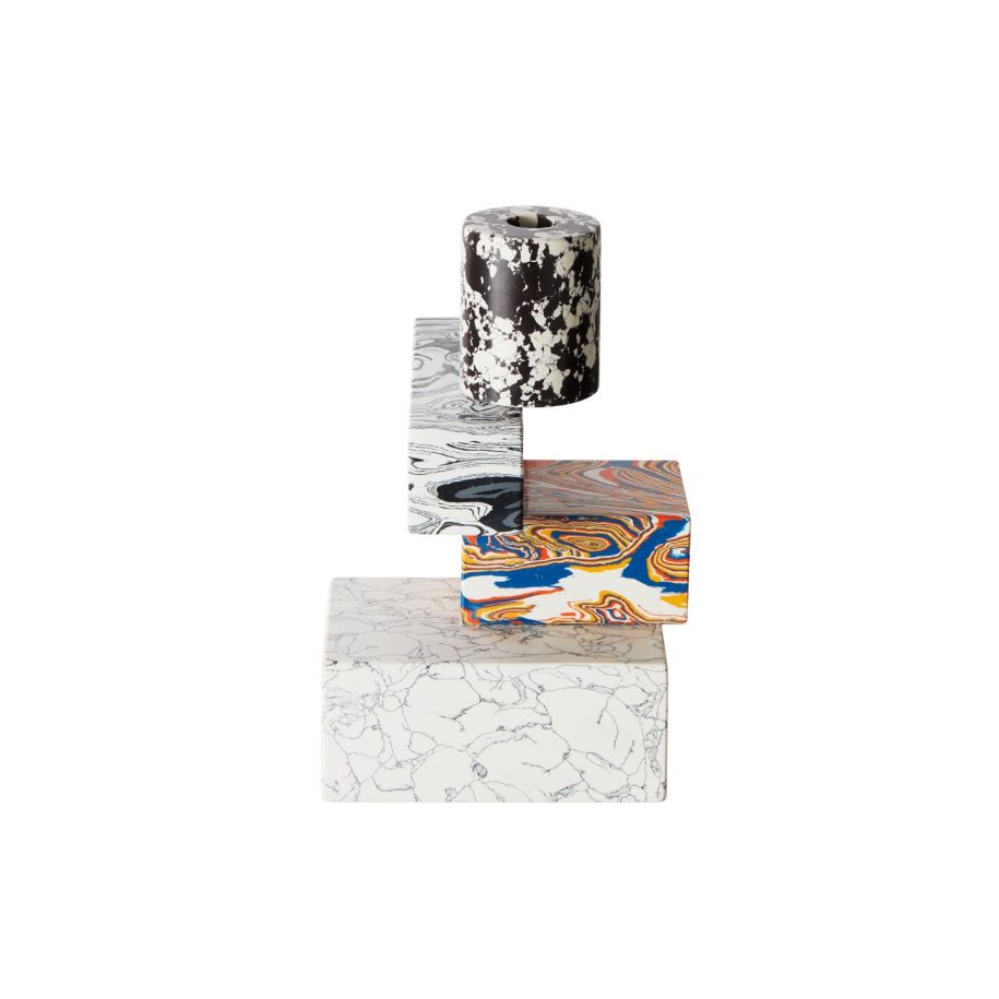 Wirbiger Kerzenstiel Multicolored Marmor