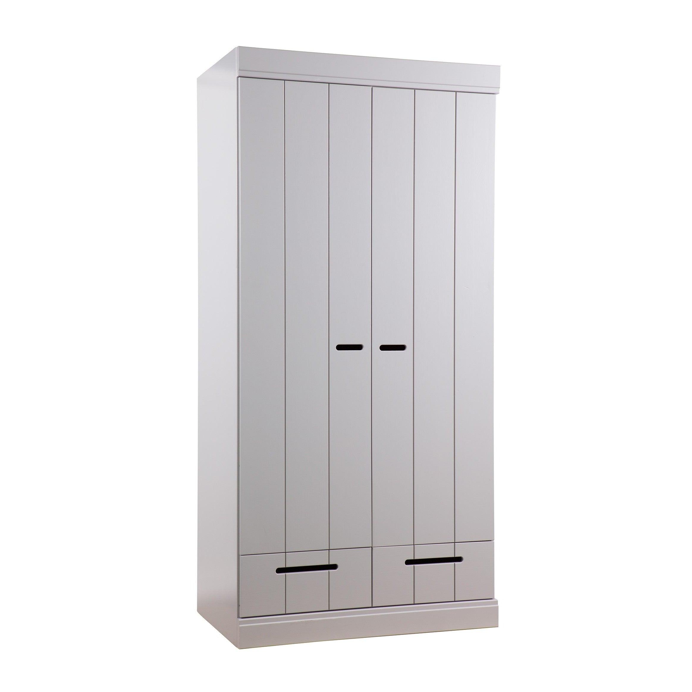 Szafa 2-drzwiowa z szufladami CONNECT szare drewno Woood Eye on Design