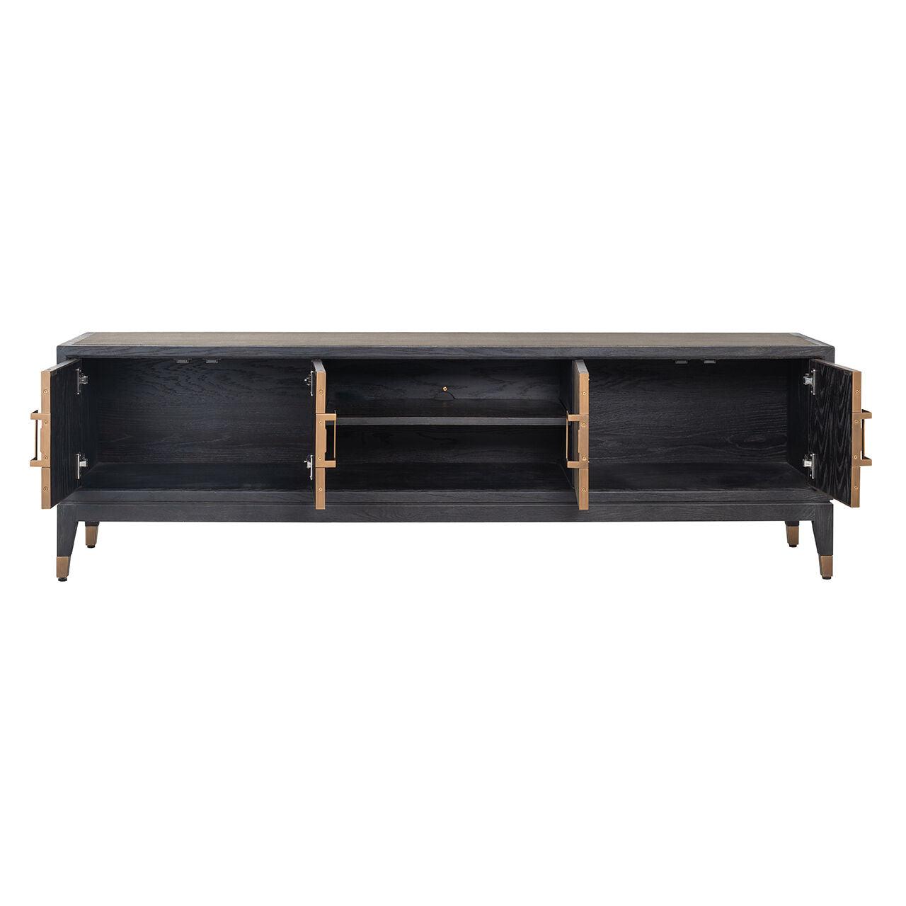 Szafka RTV BLOOMINGVILLE drewno dębowe ze złotym Richmond Interiors Eye on Design