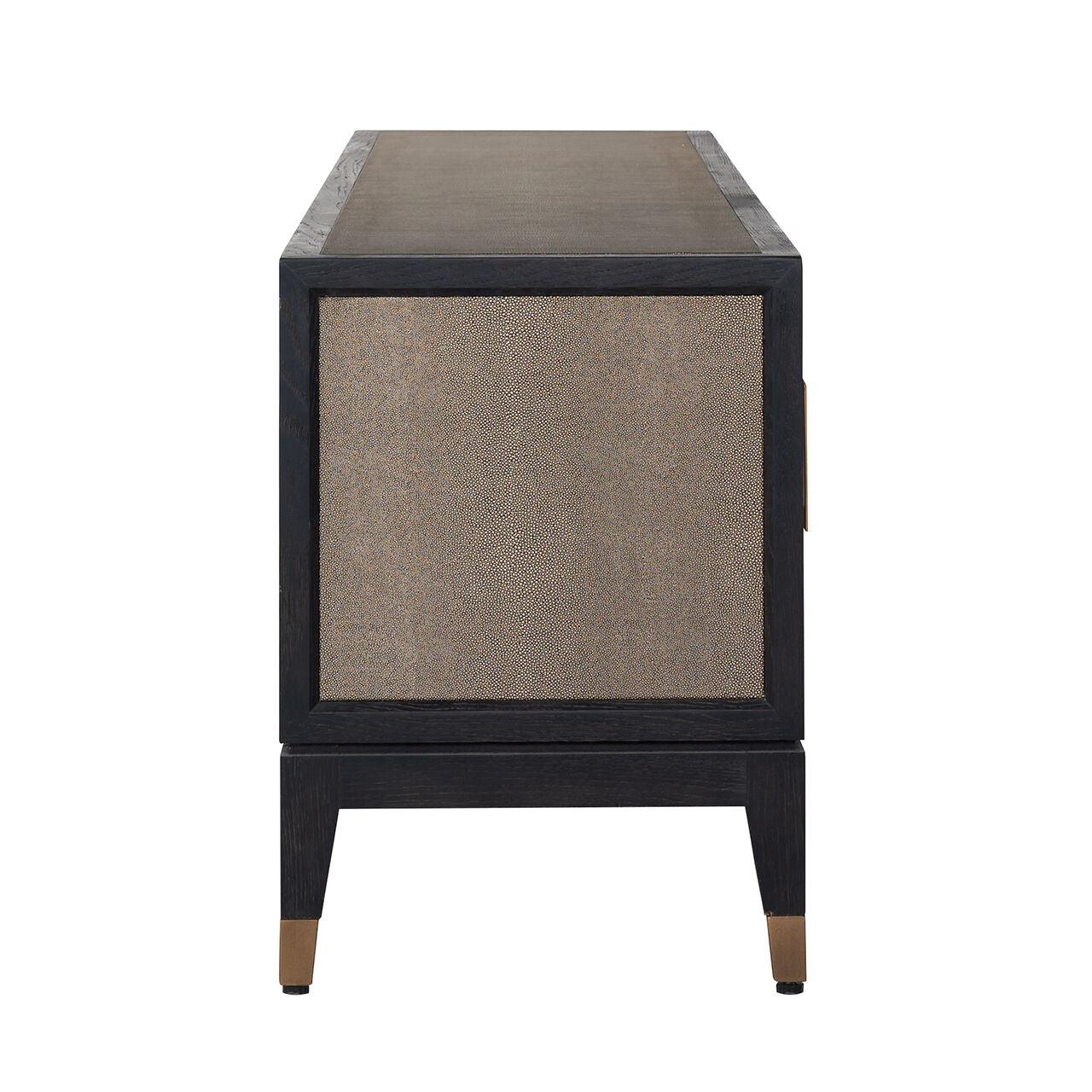 Szafka RTV BLOOMINGVILLE drewno dębowe ze złotym Richmond Interiors Eye on Design