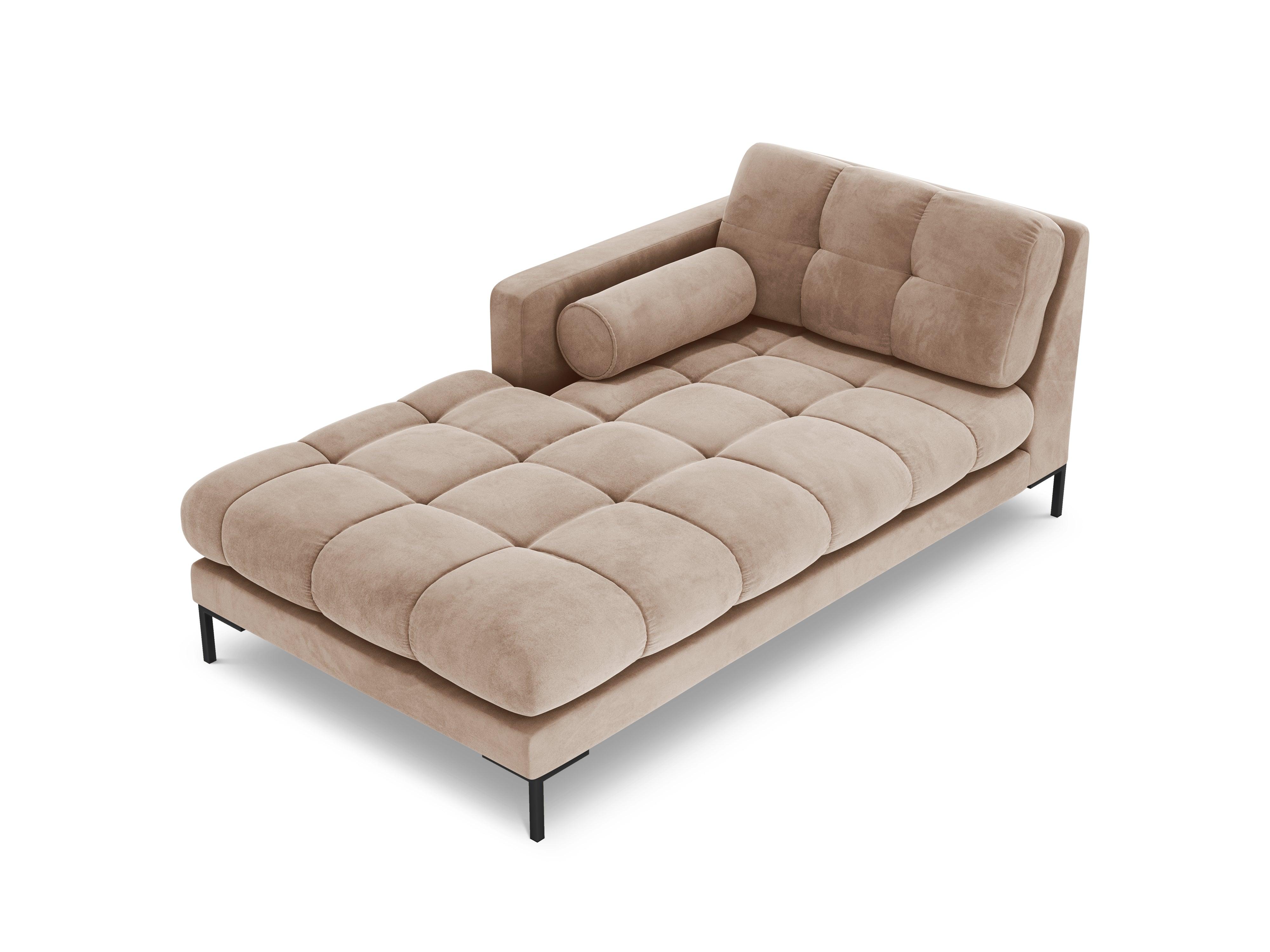 Szezlong aksamitny lewostronny BALI beżowy z czarną podstawą Cosmopolitan Design Eye on Design