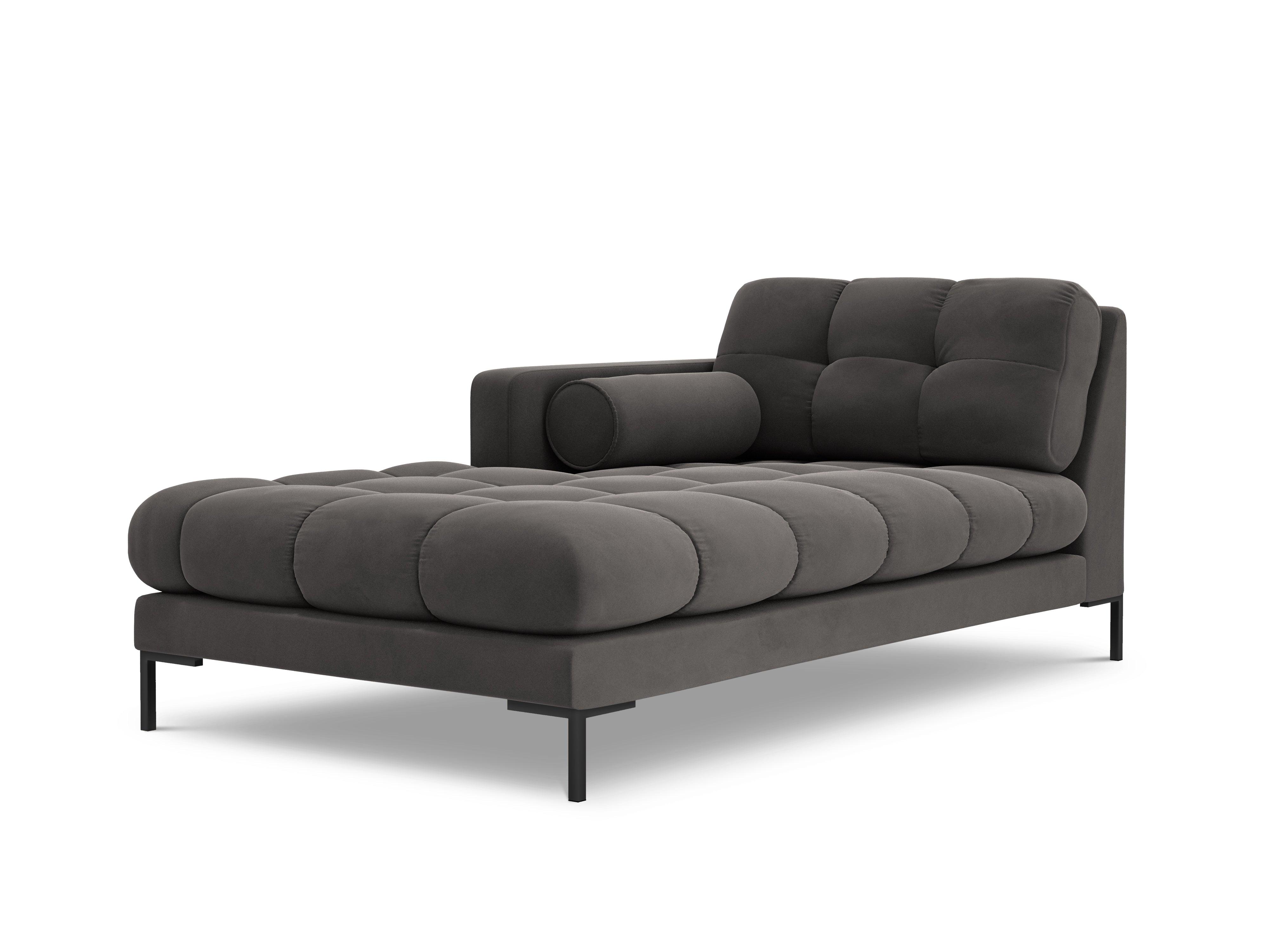 Szezlong aksamitny lewostronny BALI ciemnoszary z czarną podstawą Cosmopolitan Design Eye on Design