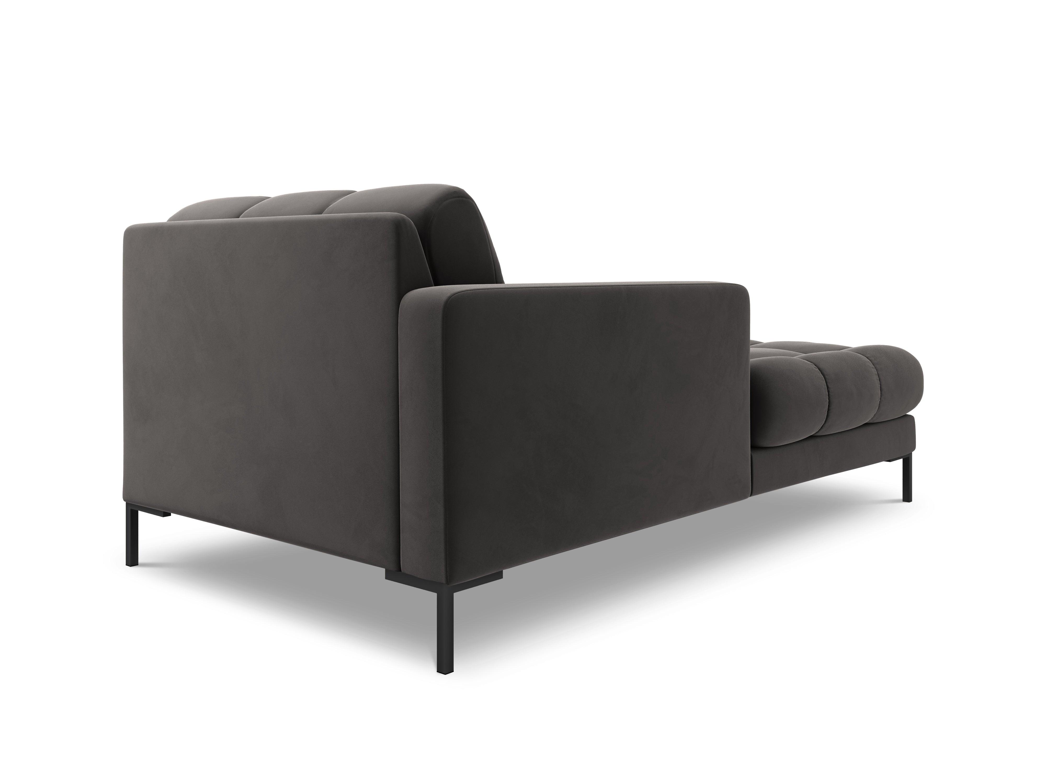 Szezlong aksamitny lewostronny BALI ciemnoszary z czarną podstawą Cosmopolitan Design Eye on Design