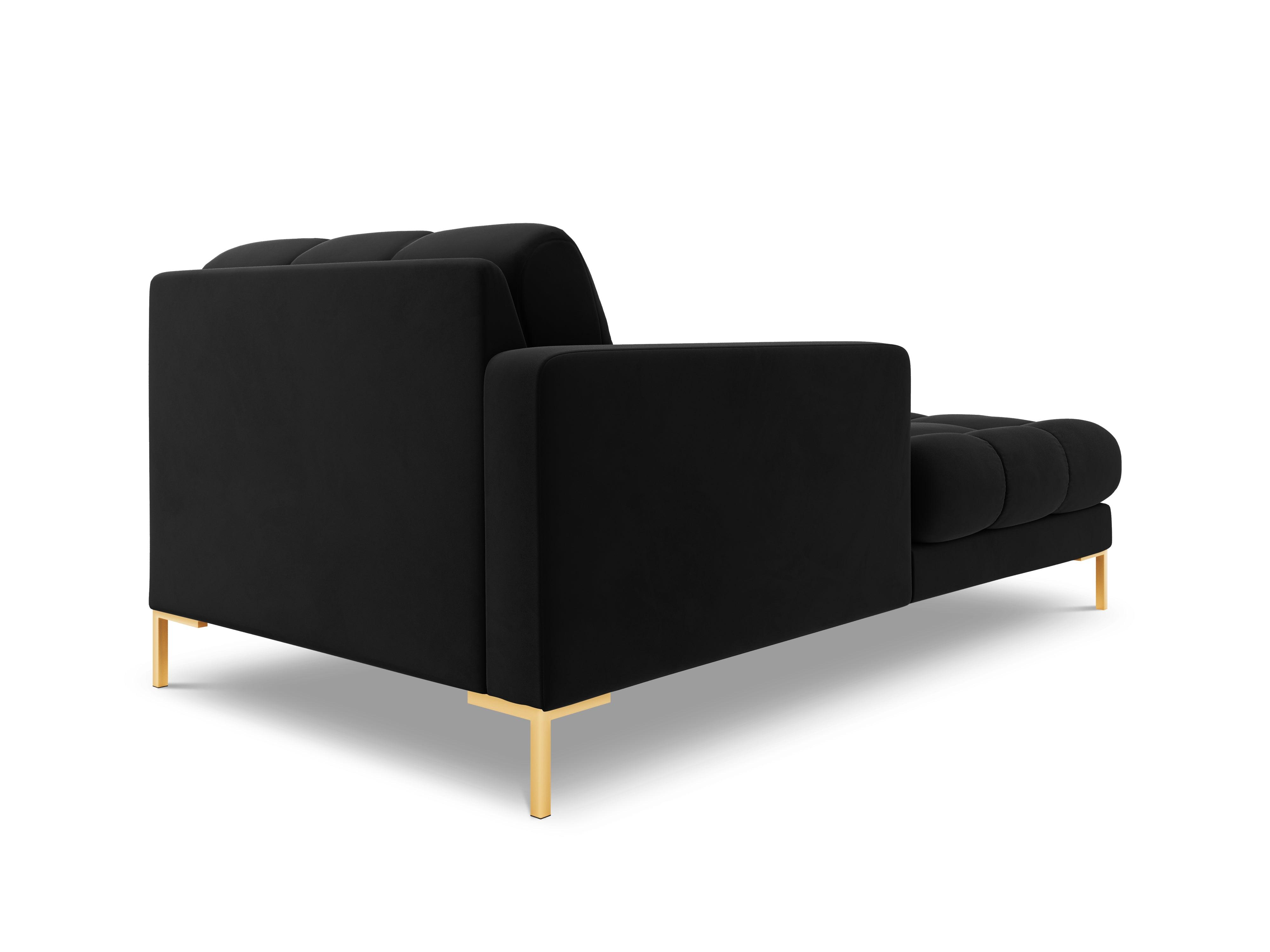 Szezlong aksamitny lewostronny BALI czarny ze złotą podstawą Cosmopolitan Design Eye on Design