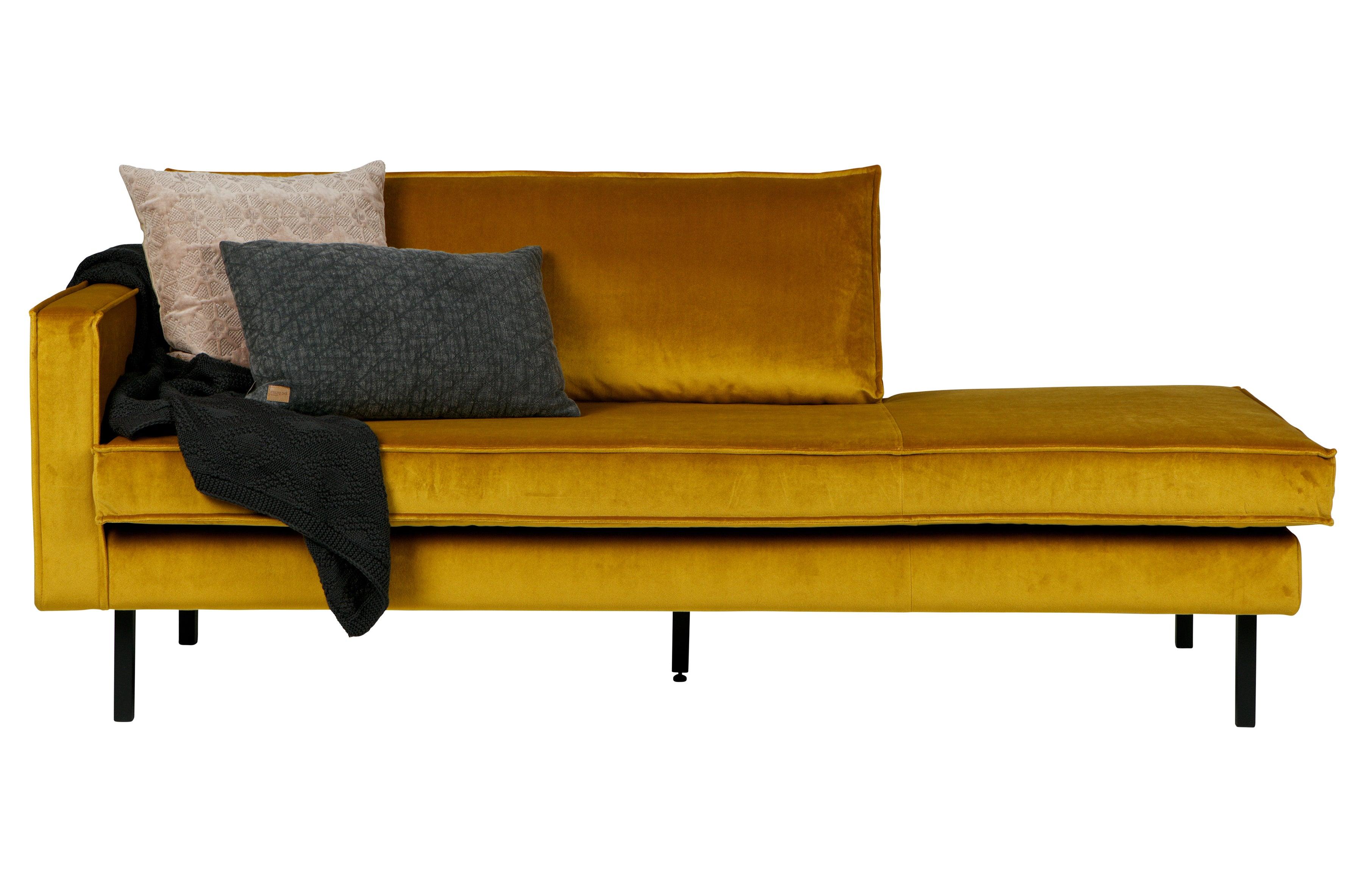 Szezlong aksamitny lewostronny RODEO musztardowy Be Pure Eye on Design
